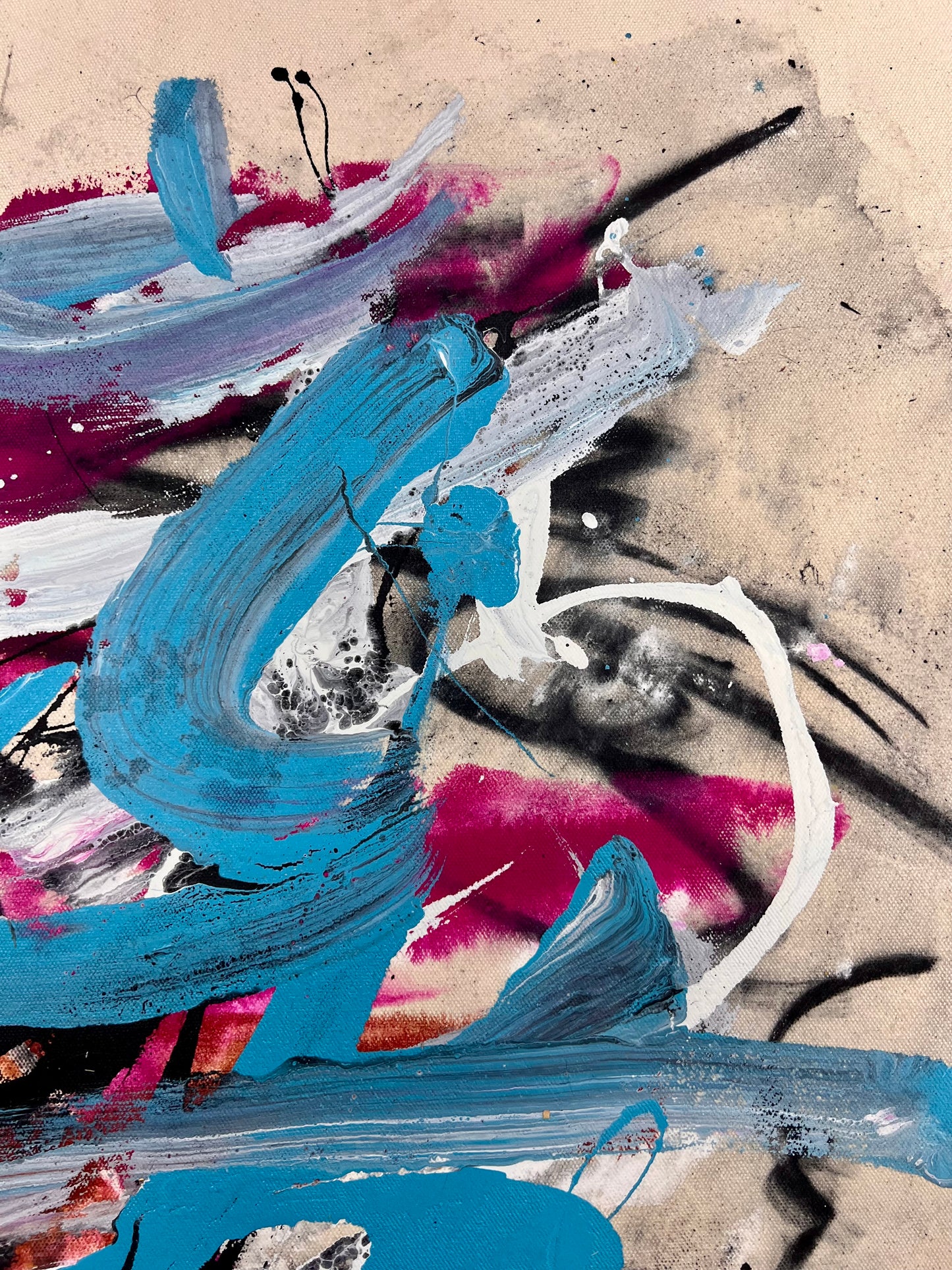 Desert River / Charcoal & Blue Abstract / March 2025