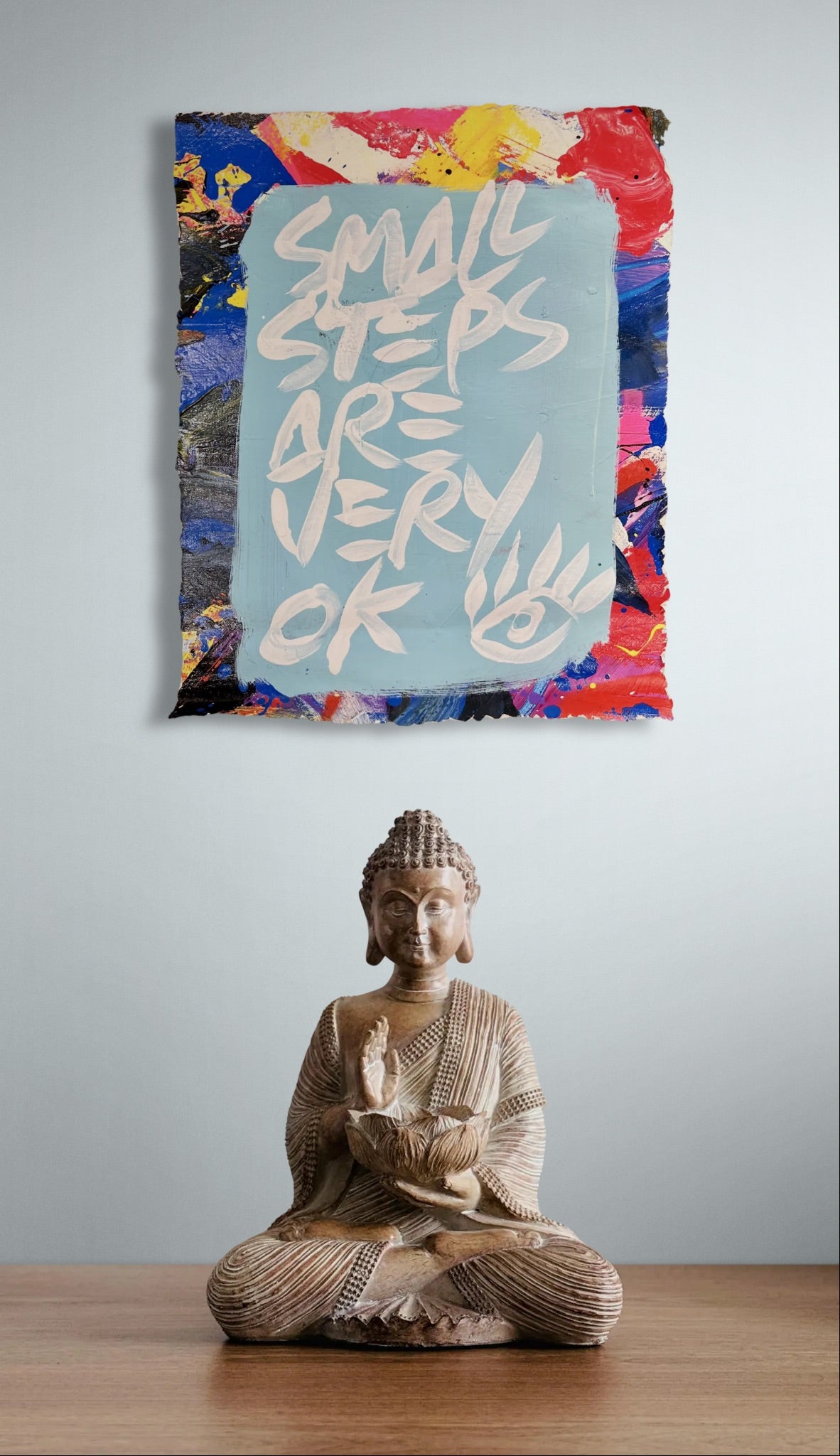 Small Steps / Blue, Red, & White / Abstract Mantra / June 2026