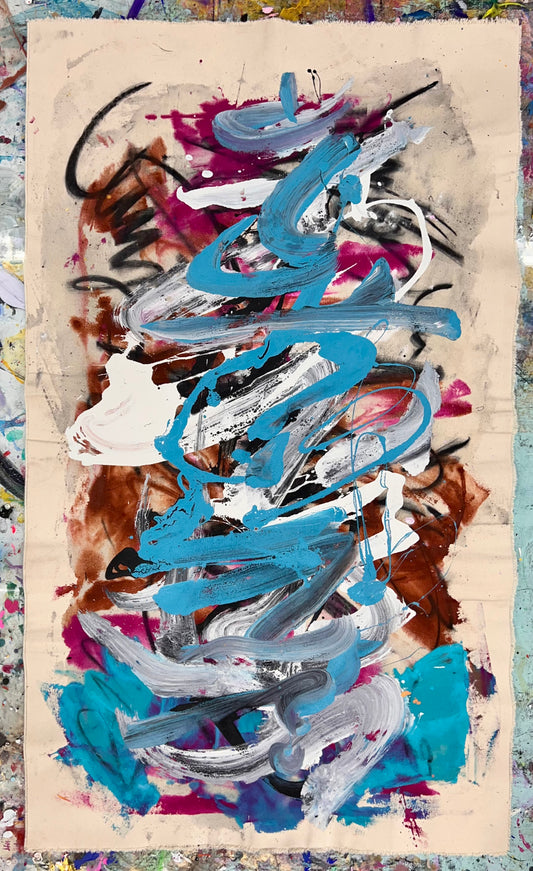 Desert River / Charcoal & Blue Abstract / March 2025