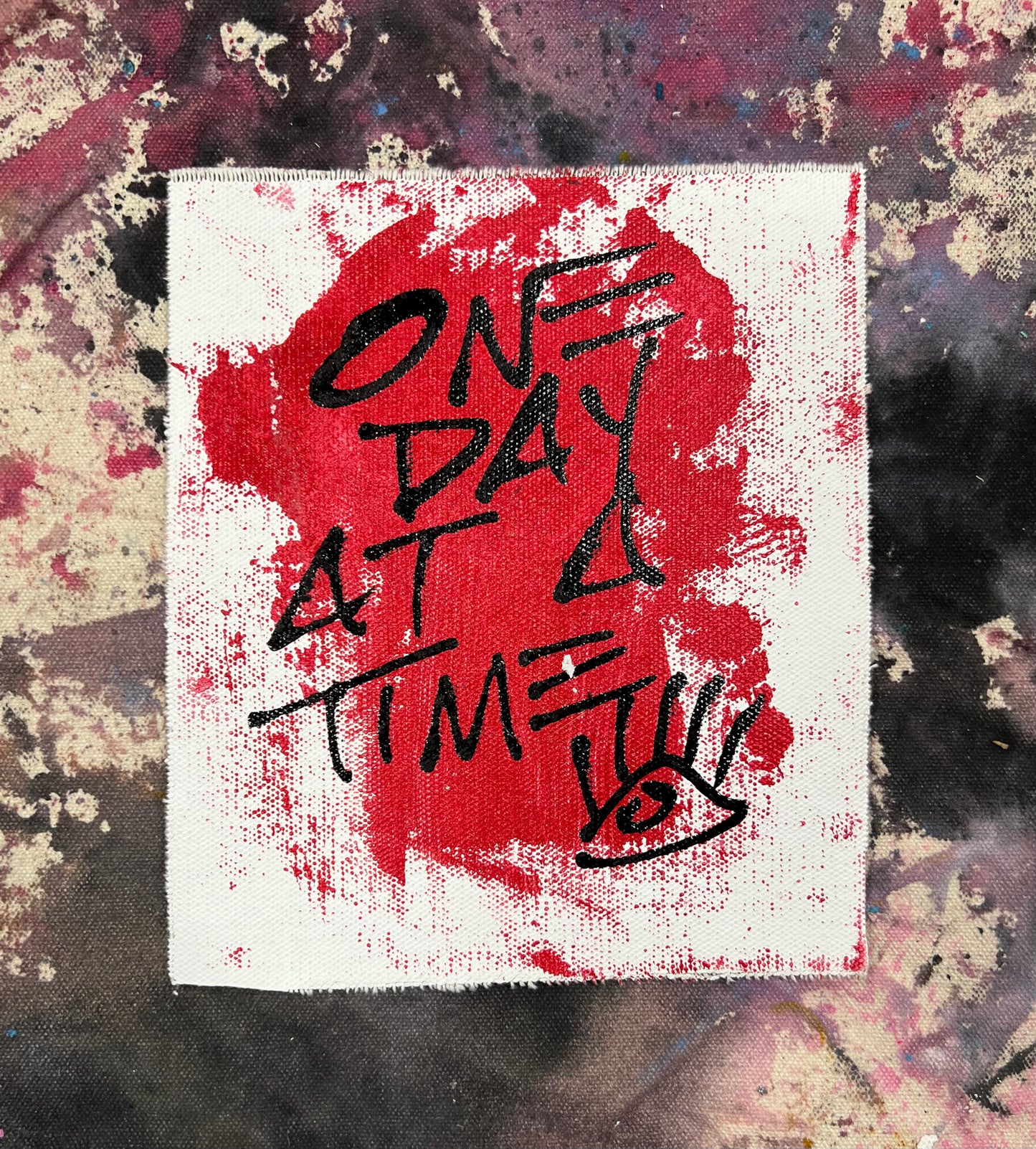 One Day at a Time 2 / red, black & white pocket art / January 2024