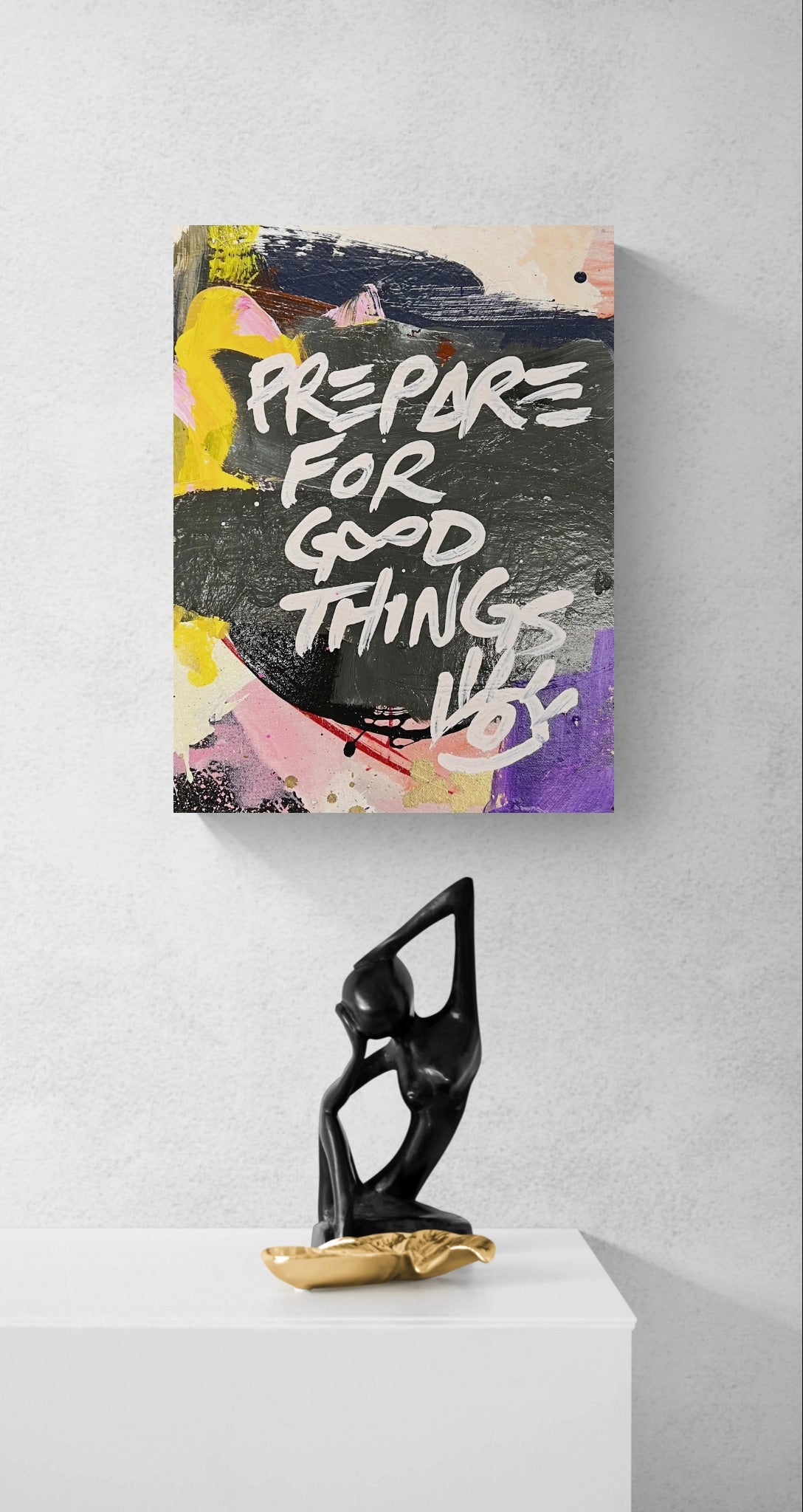 Prepare For Good Things / Purple, Black, & Gold / Abstract Stretched Mantra / June 2026