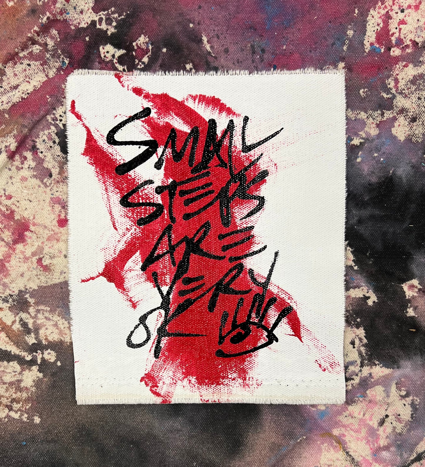Small Steps are Very Ok 1 / red, black & white pocket art / January 2024