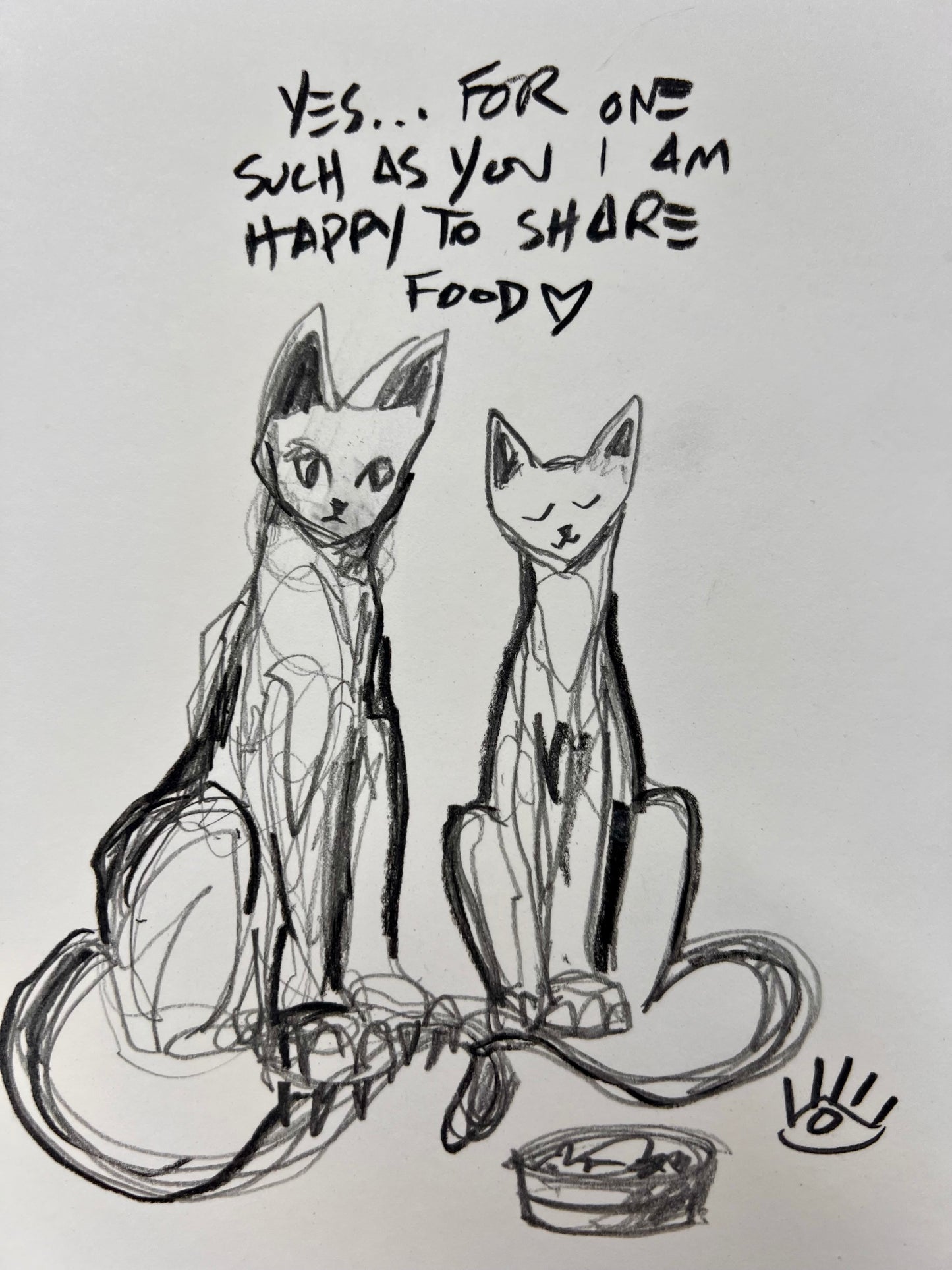 For One Such As You / Black & White Cats Sketch / Archival Paper / Sunday Collection / August 2025