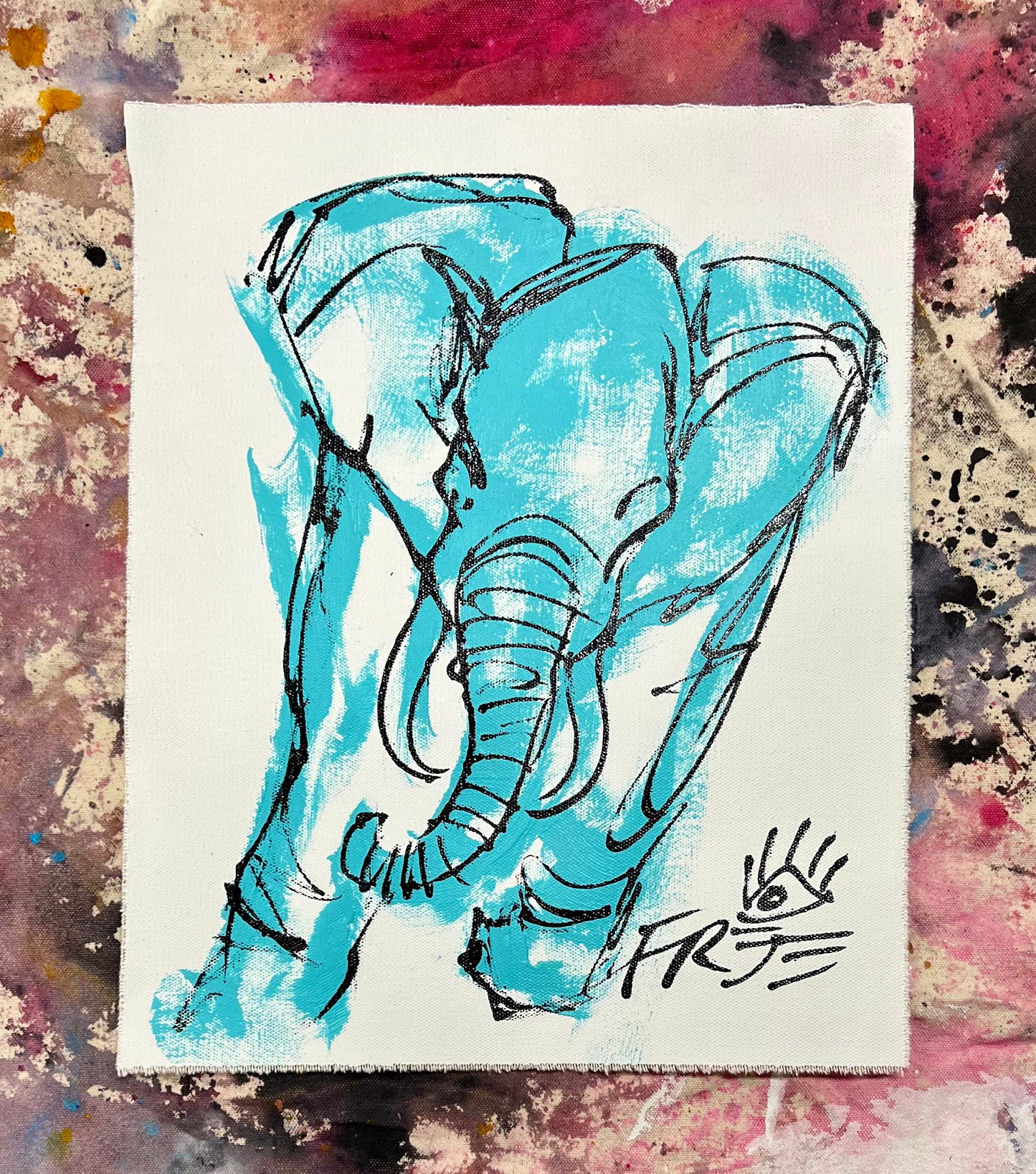 Elephant Sketch / blue, black & white / January 2024