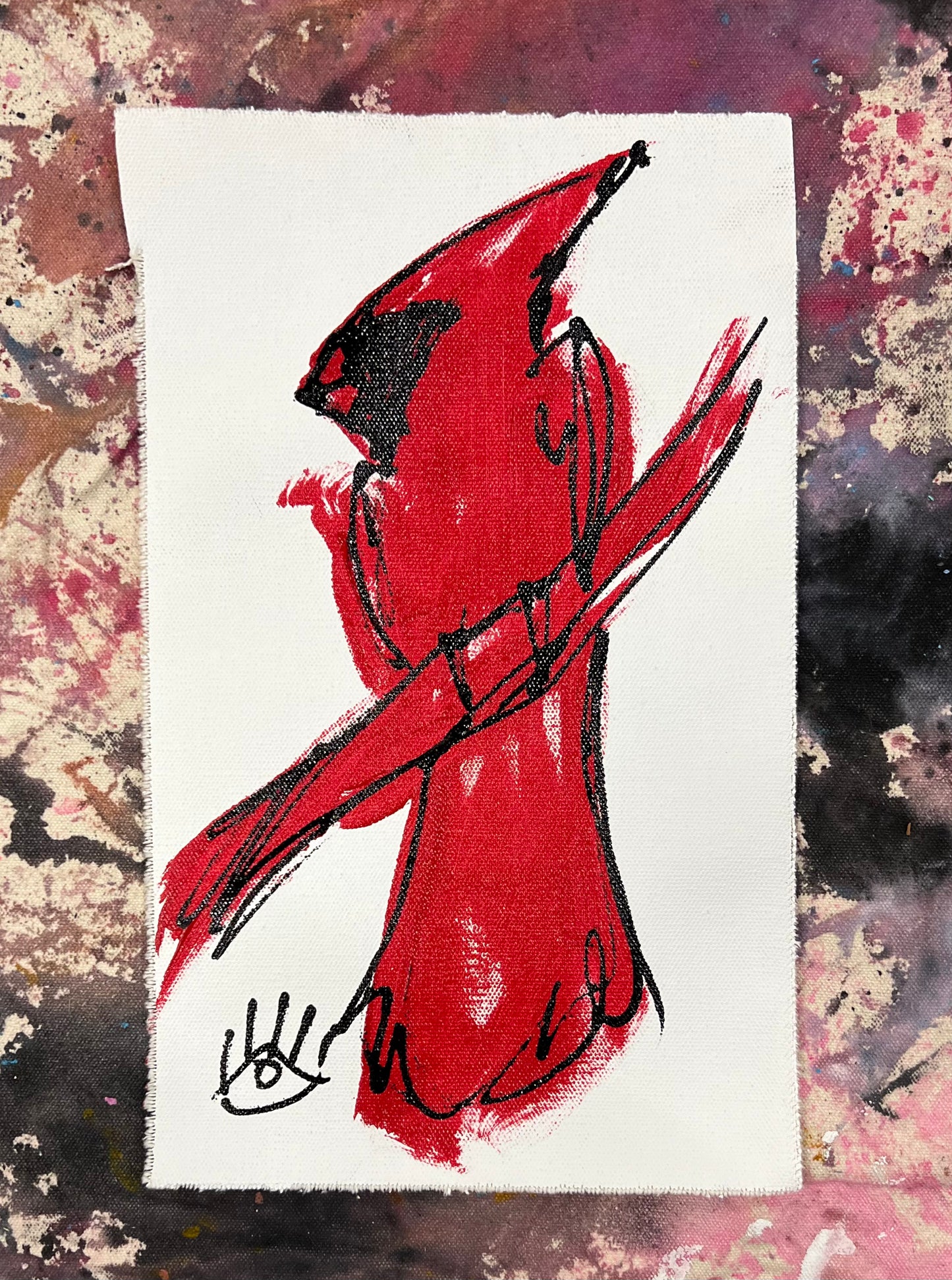 Cardinal Sketch 2 / red, black & white / January 2024