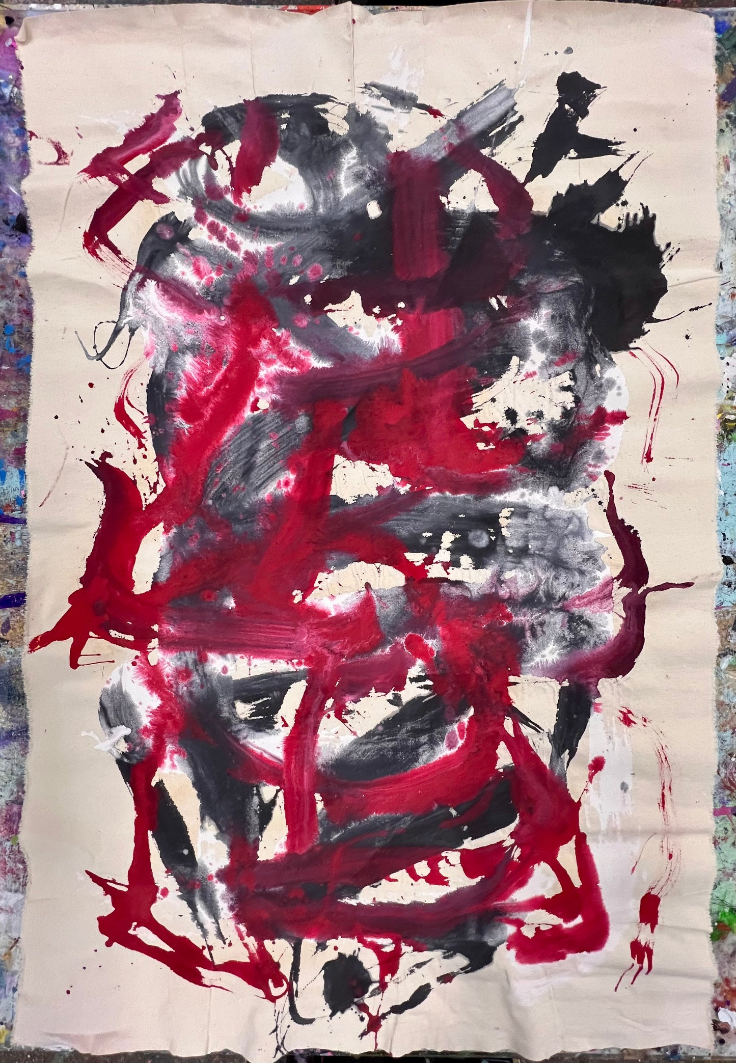 Honor Within Each Heartbeat Step / Black & Red Minimalist Abstract / March 2025