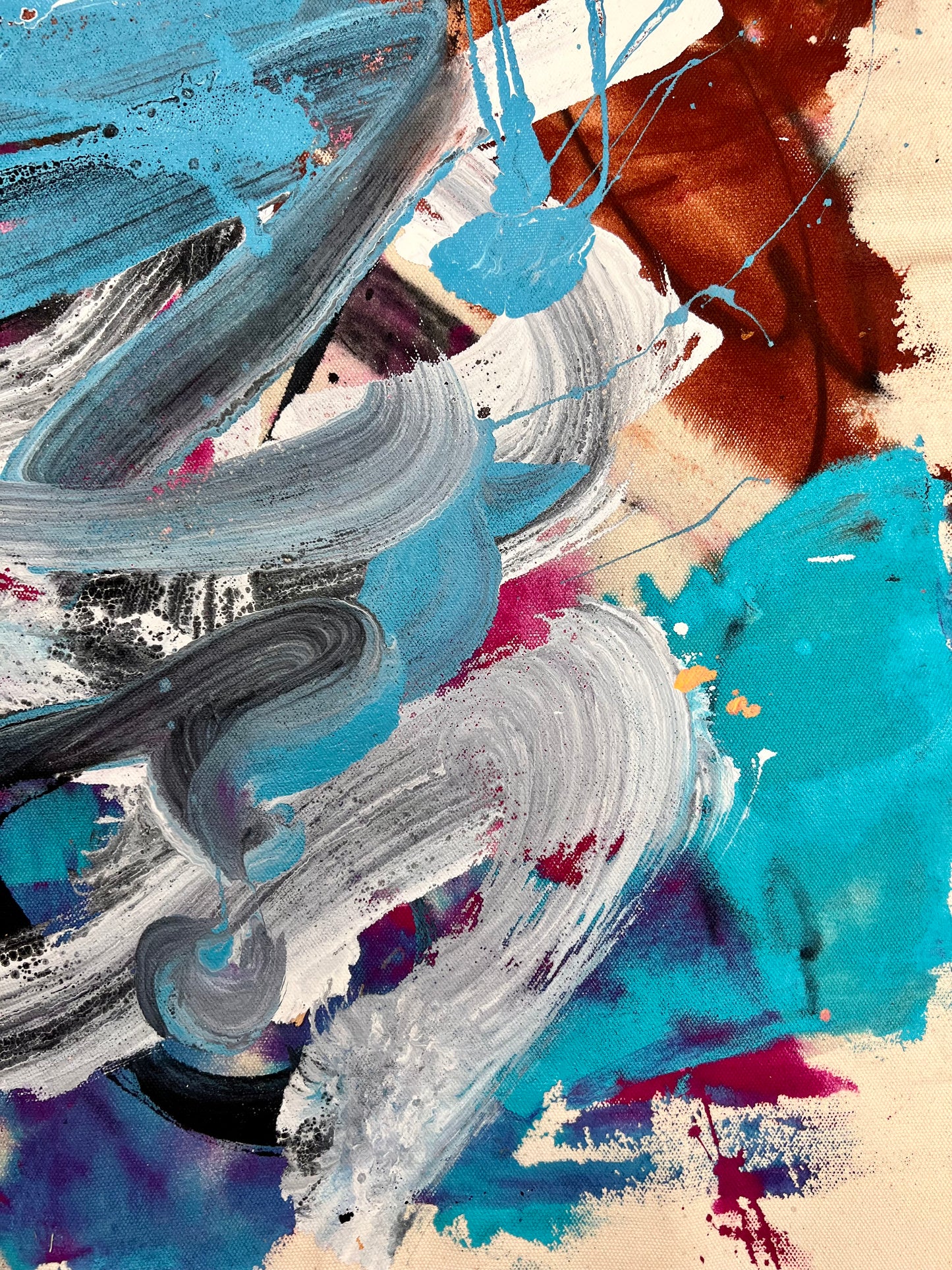 Desert River / Charcoal & Blue Abstract / March 2025