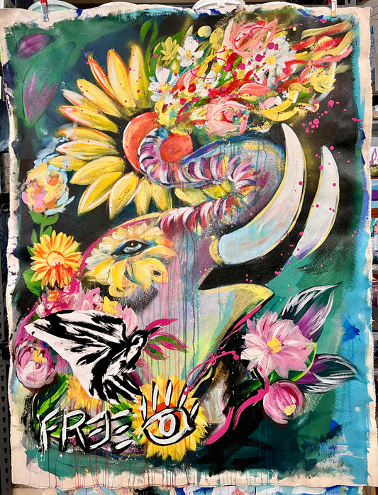 Beautiful Free Undisturbed / Sunflower Elephant Collage / May 2025