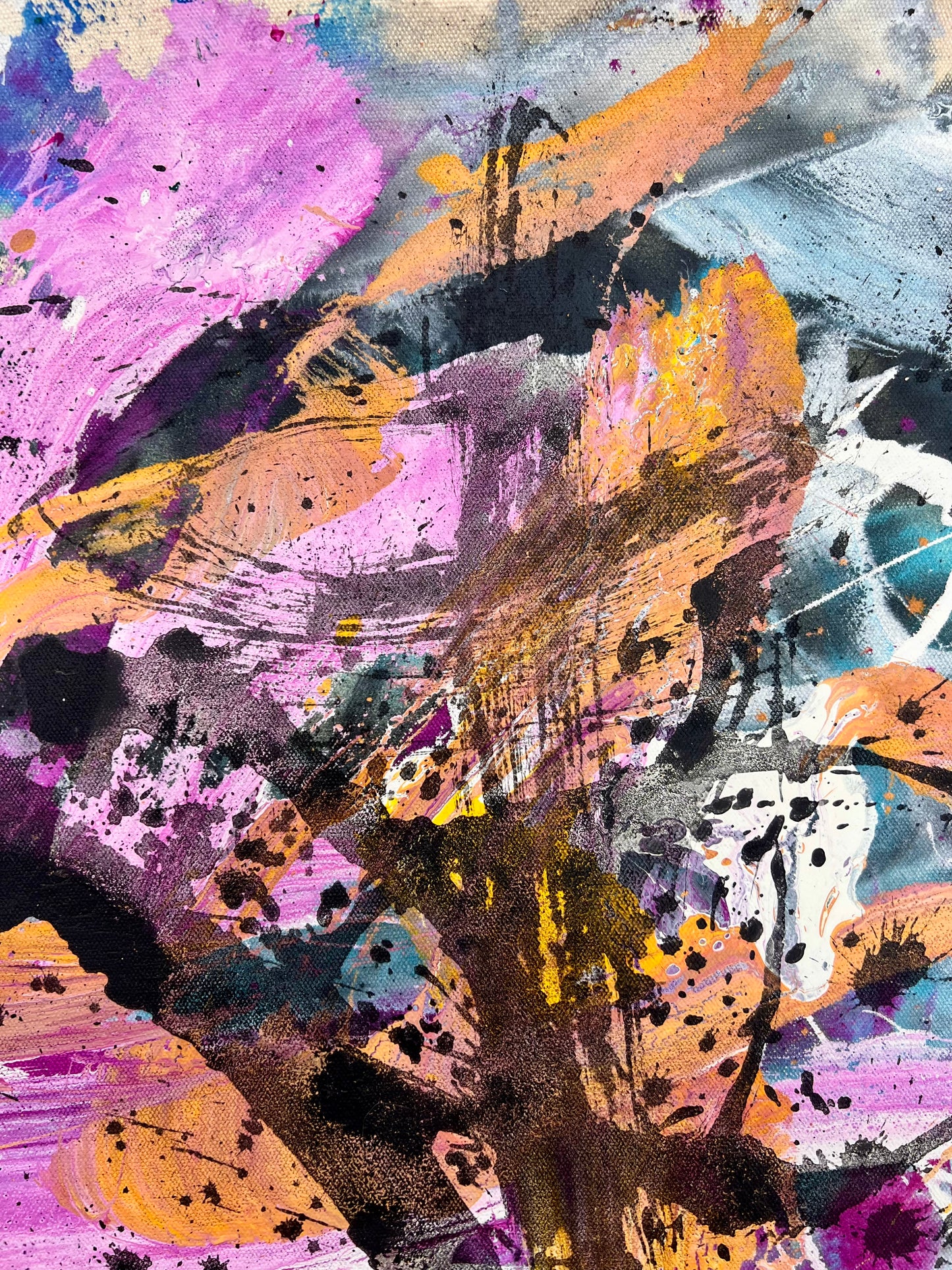 Just Begin / Charcoal & Goldenrod Abstract / March 2025