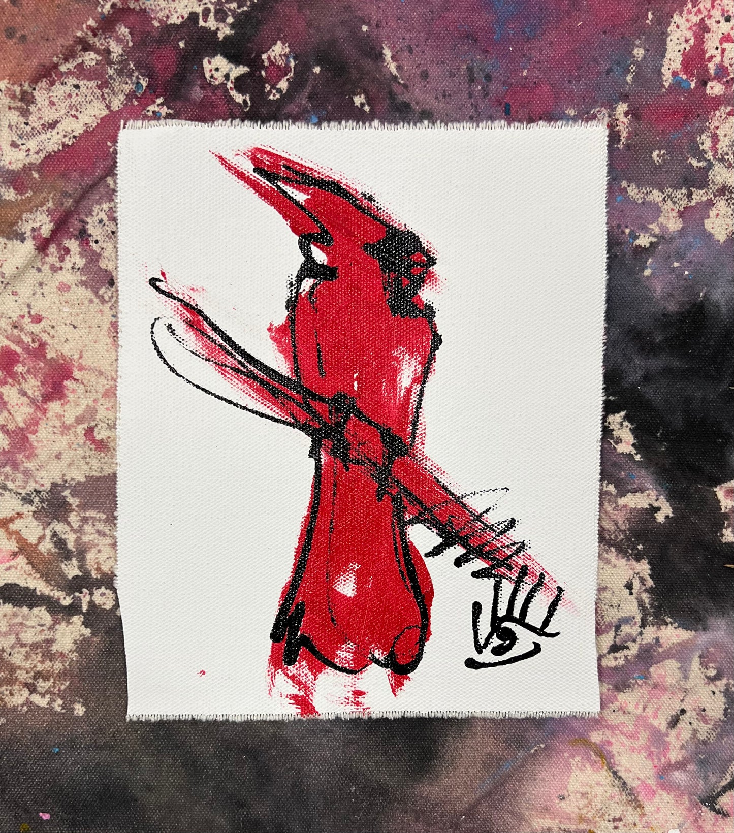 Cardinal Sketch 3 / red, black & white pocket art / January 2024