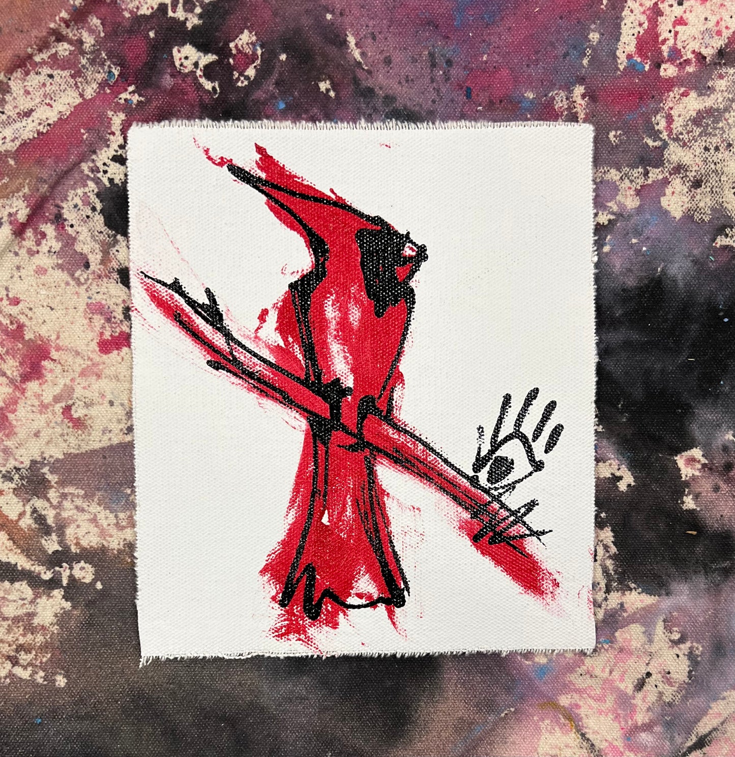 Cardinal Sketch 1 / red, black & white pocket art / January 2024