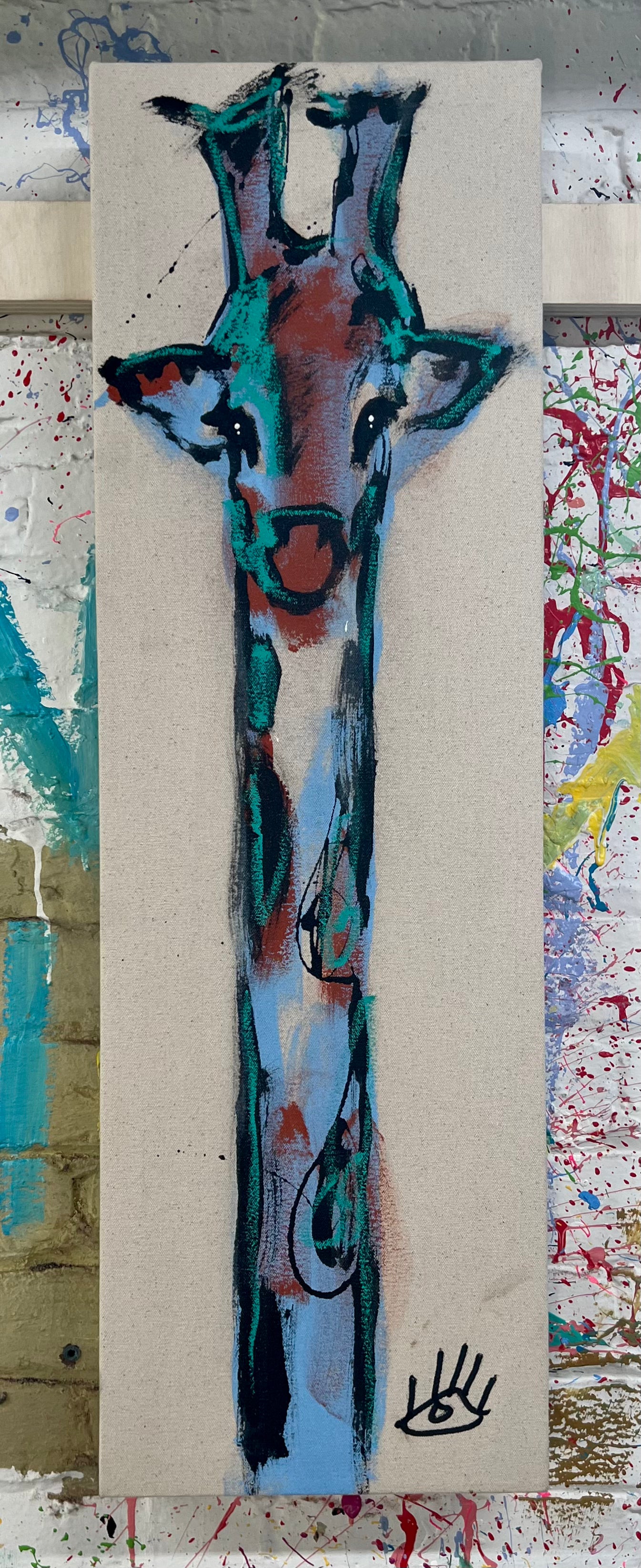 Keep Your Head Up / Teal + Morning Mist Blue Giraffe Sketch / November 2023