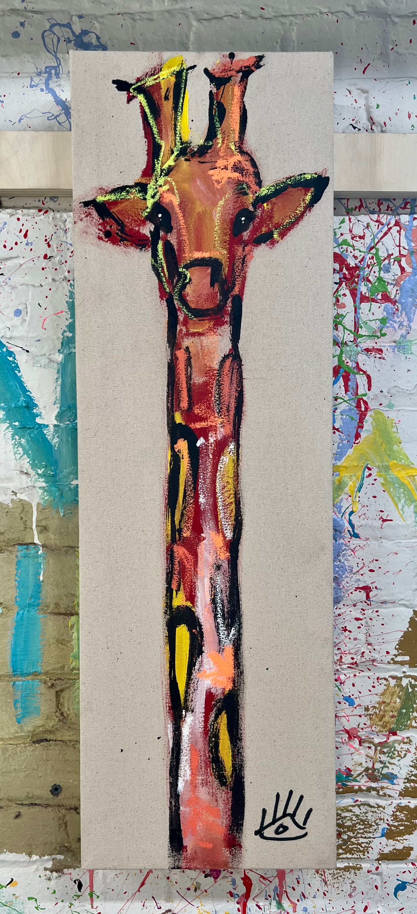 Keep Your Head Up / Neon + Red Giraffe Sketch / November 2023
