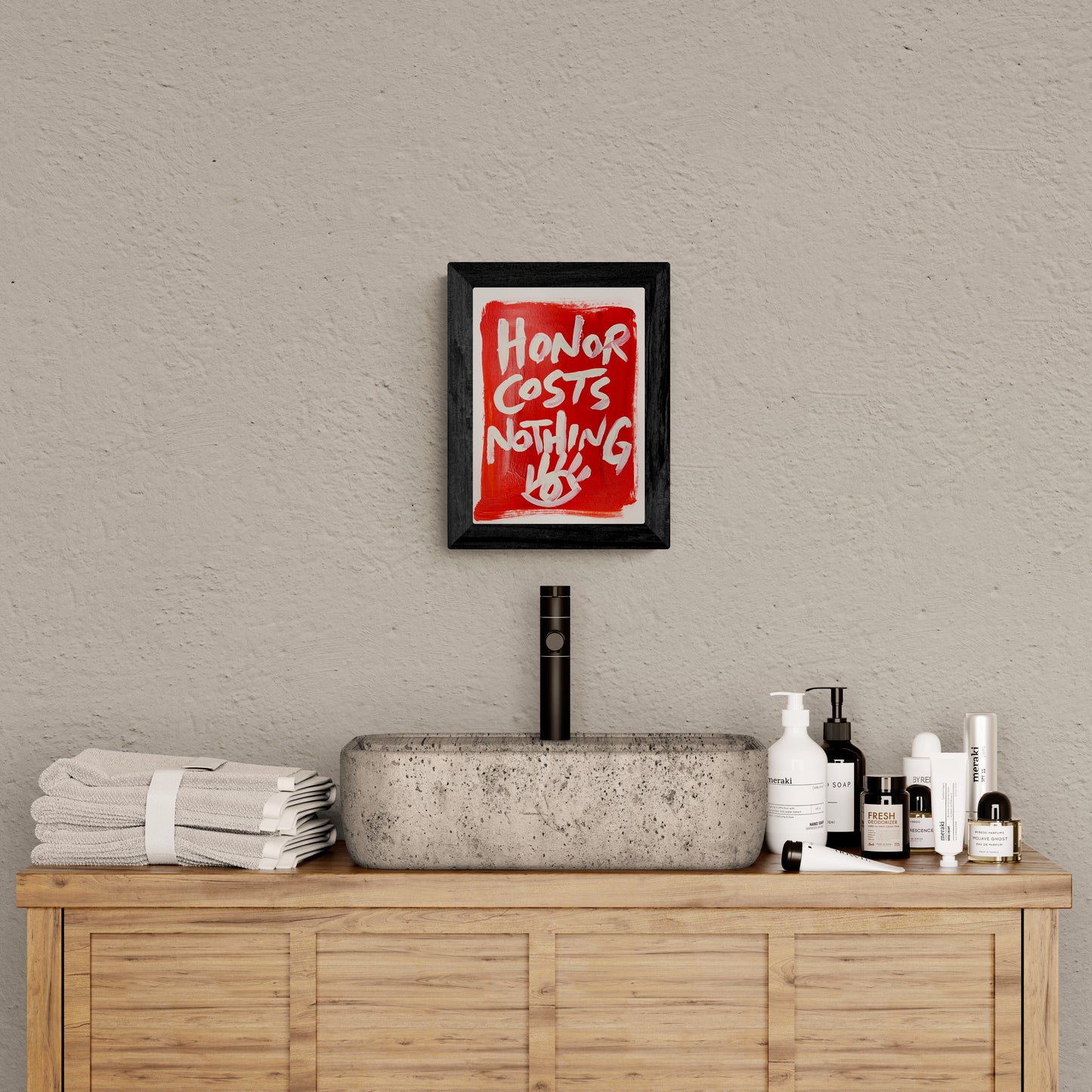 Honor Costs Nothing / Red & White Mantra / Archival Paper / Sunday Collection / August 2025