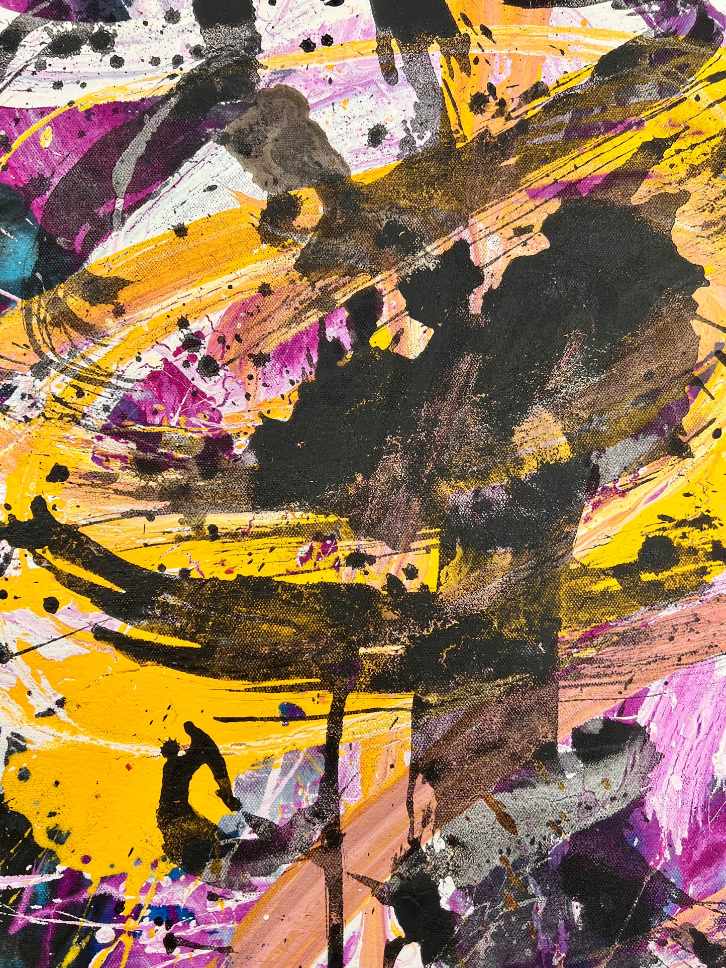 Just Begin / Charcoal & Goldenrod Abstract / March 2025
