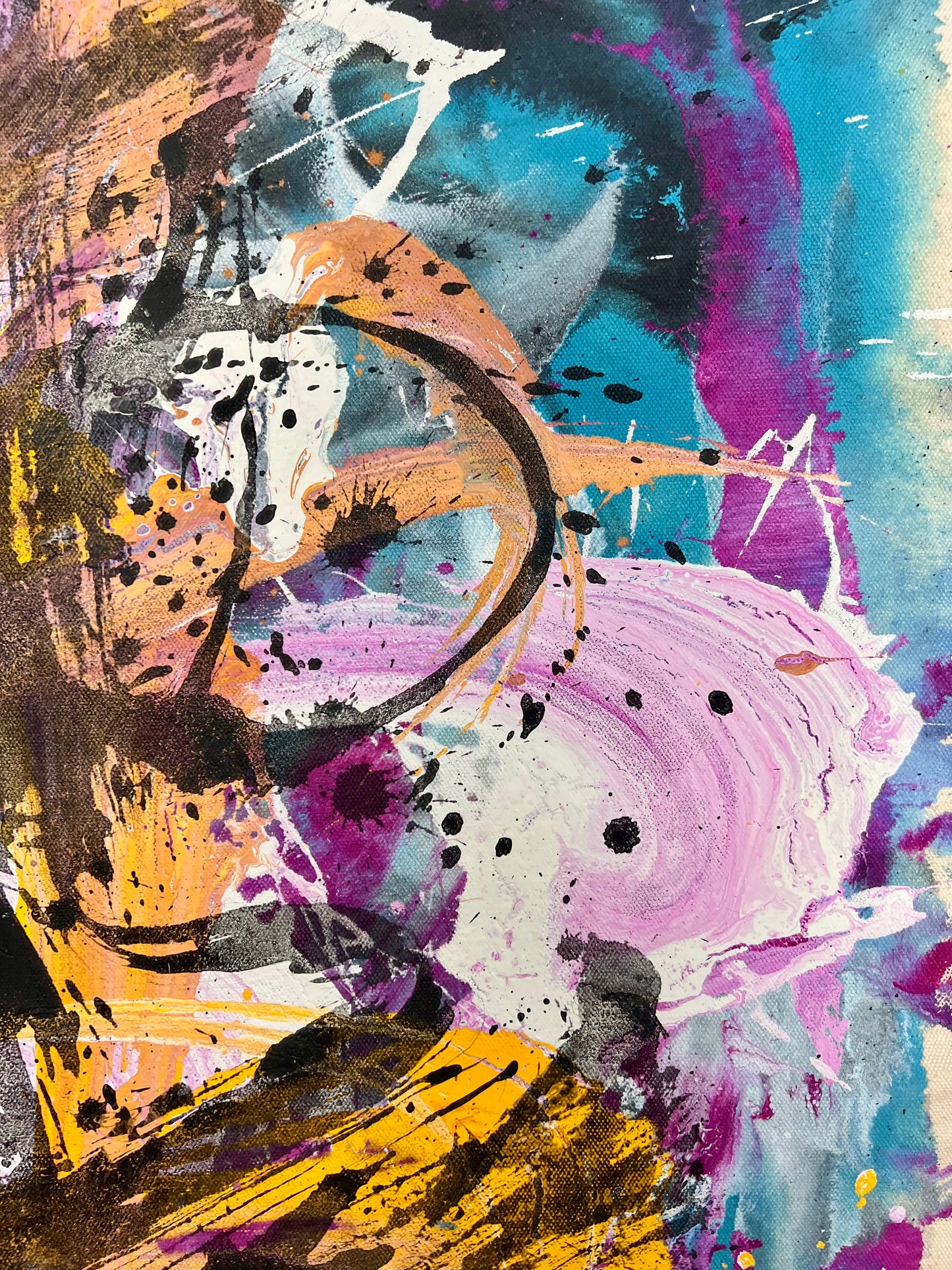 Just Begin / Charcoal & Goldenrod Abstract / March 2025