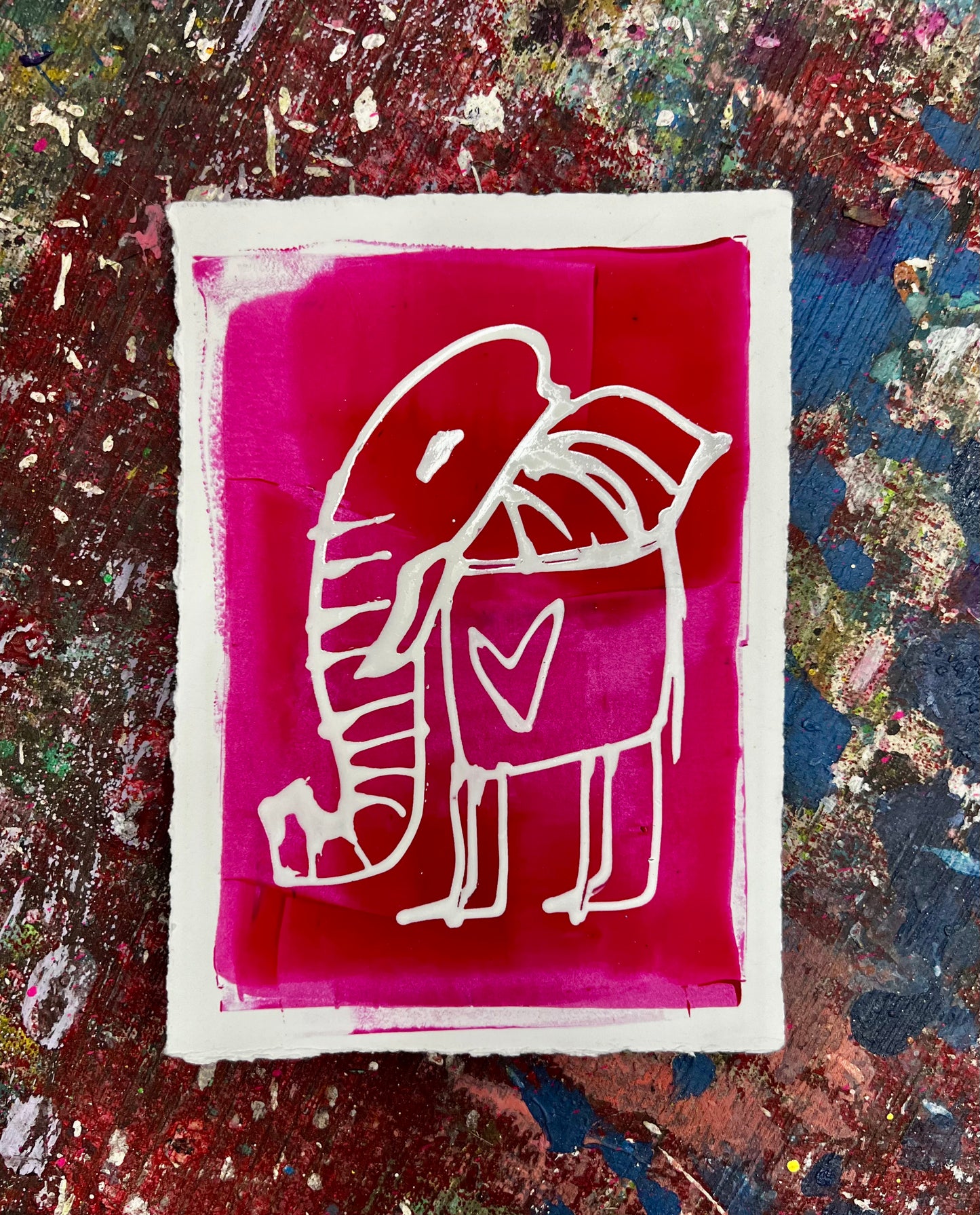 Cave Elephant Sketch / Fuchsia / Archival Paper / BOGO Originals / January 2026