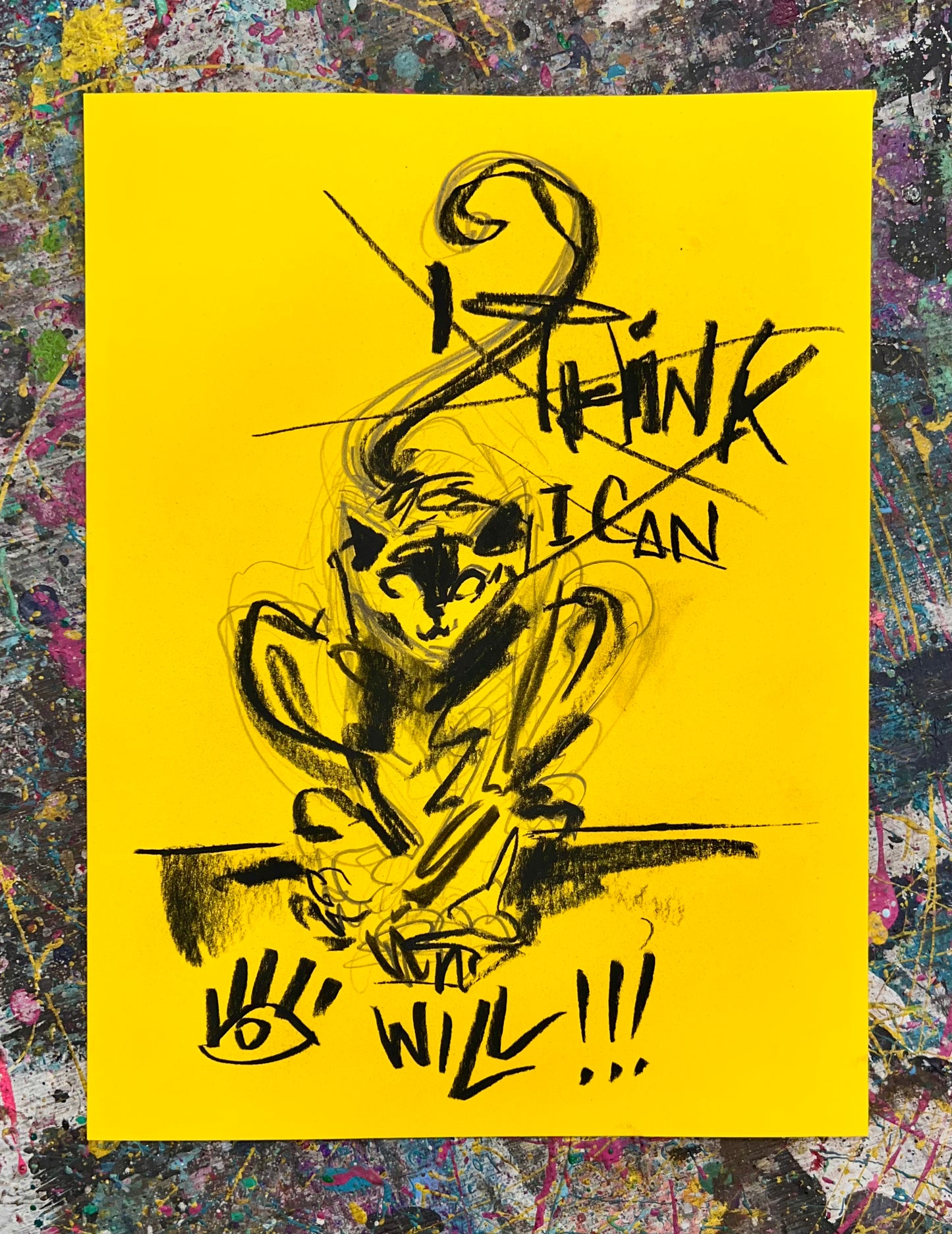 I Will !!! / Charcoal Cat Sketch / Archival Paper / May 2025
