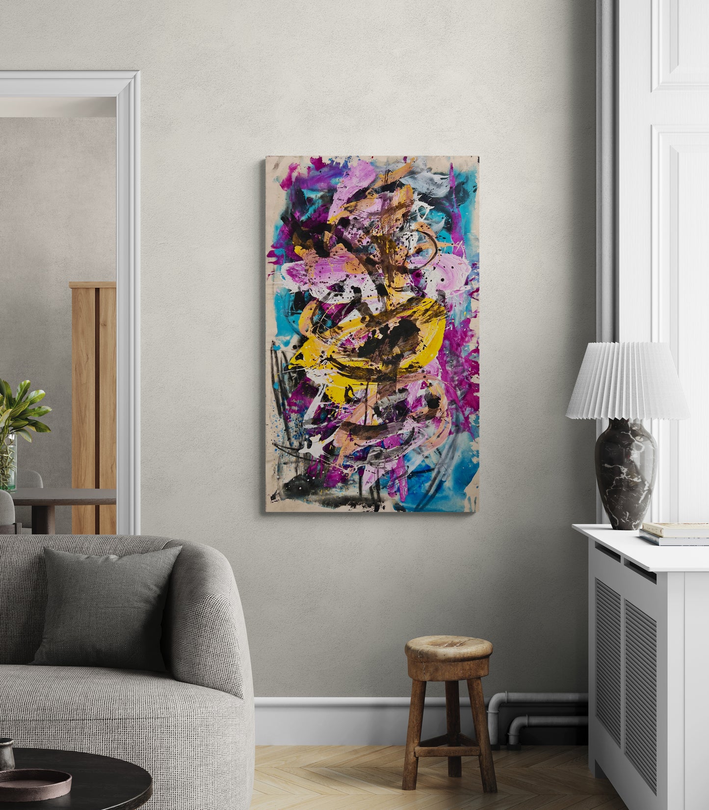 Just Begin / Charcoal & Goldenrod Abstract / March 2025