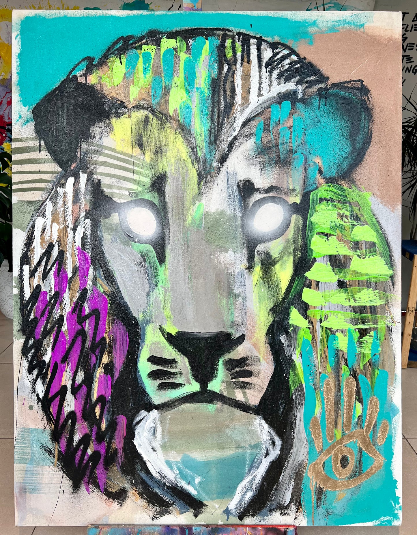 Amazing Things / green+purple lion / July 2023