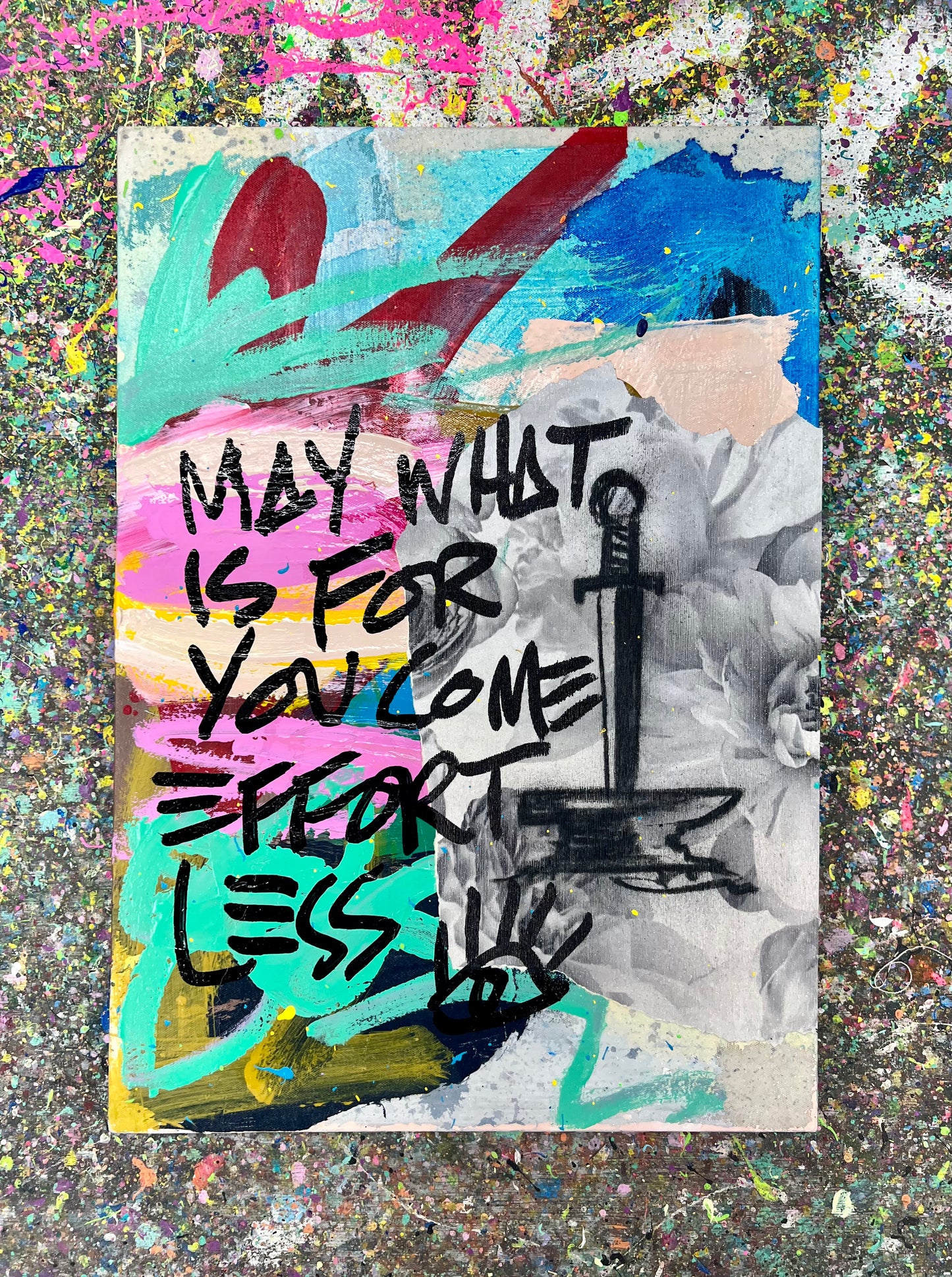 Thankful for Rain and Shine / collage mantra / July 2023