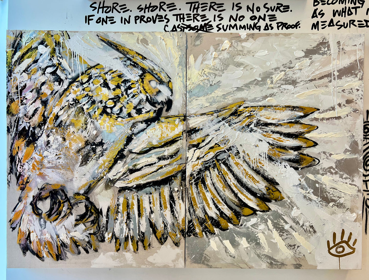 Movement as Reflection / Metallic Owl Diptych / Big Dog Coffee