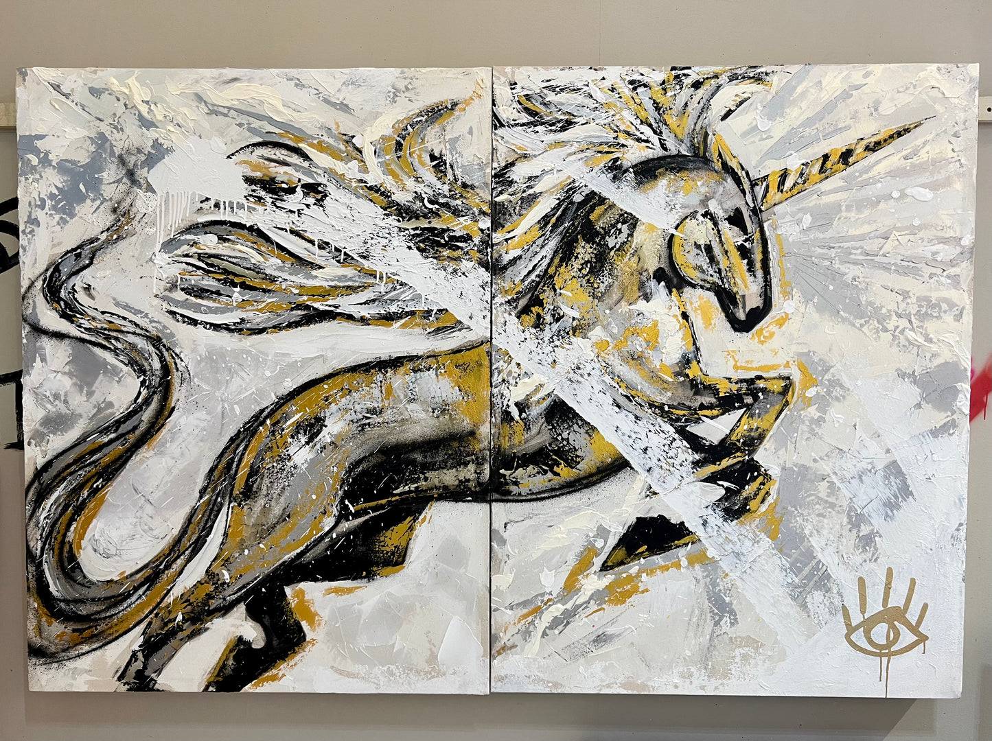 Amazing Things / Metallic Unicorn Diptych / Big Dog Coffee