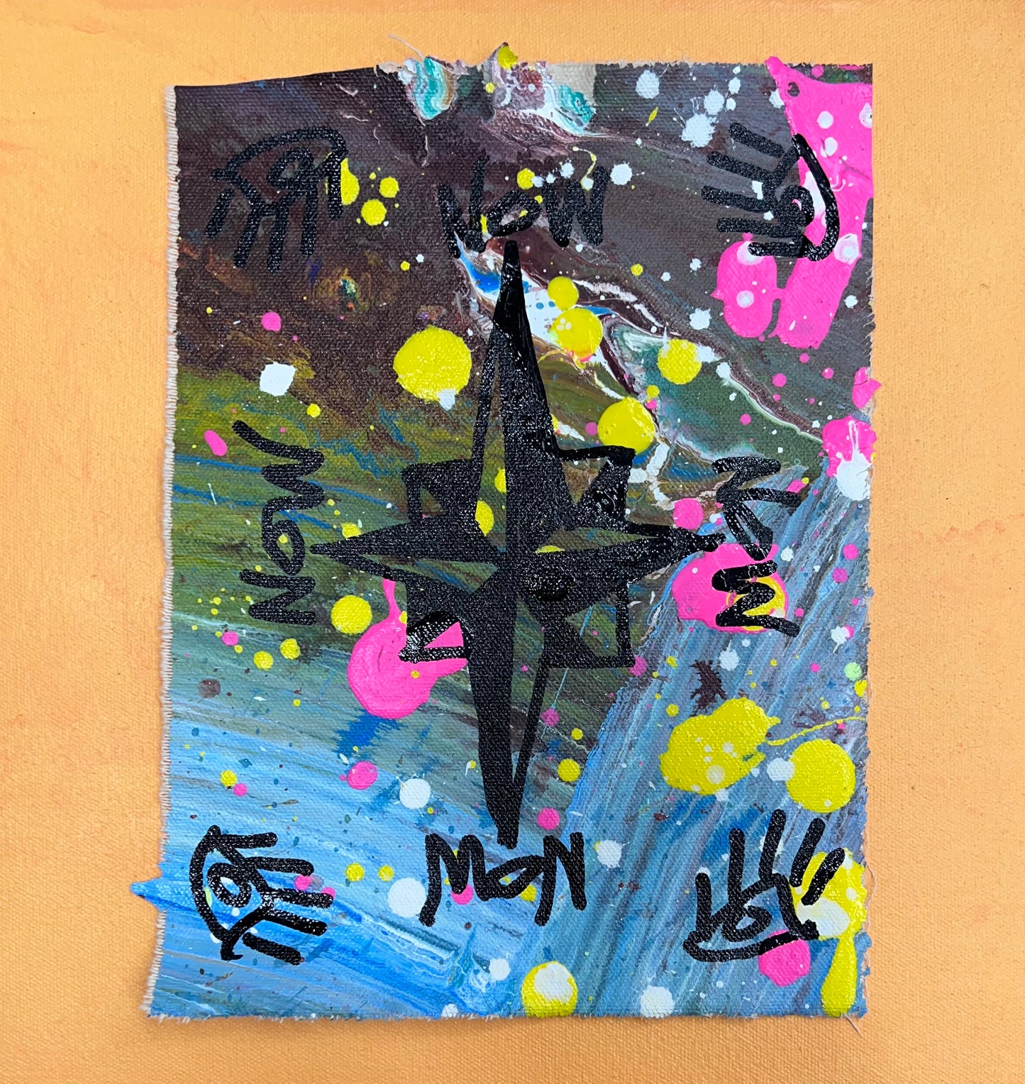Now compass / Colorwash/Splatter pocket art / August 2023