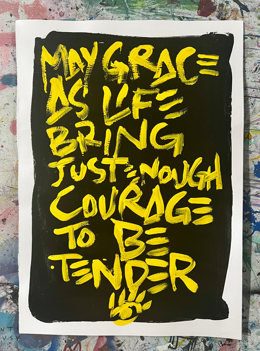 Courage to be Tender / Yellow & Black / Archival Paper Mantra / Sunday Collection / January 2026