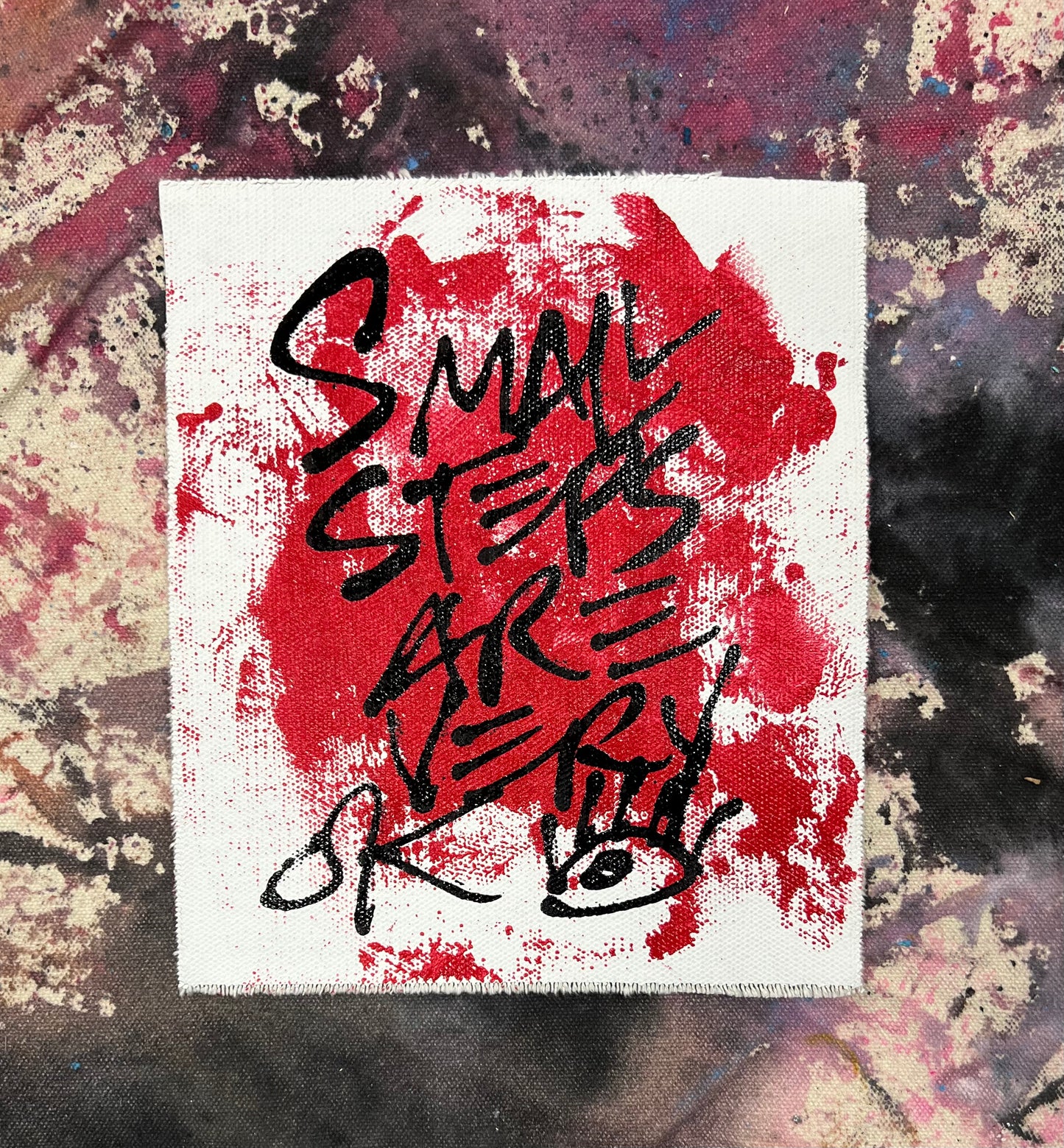 Small Steps are Very Ok 2 / red, black & white pocket art / January 2024