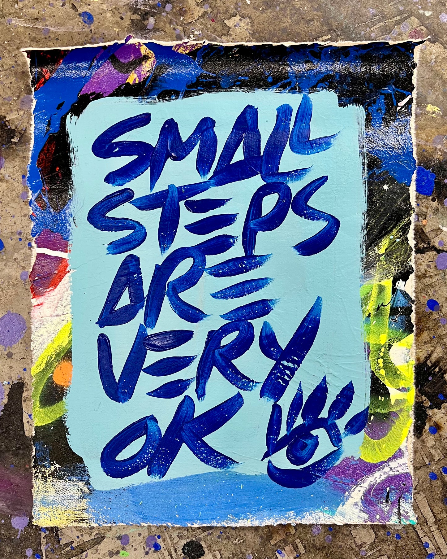 Small Steps / Blue, Black, & Yellow / Abstract Mantra / June 2026