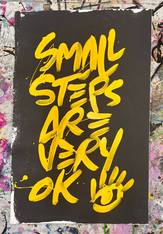 Small Steps / Minimalist Black & Yellow Mantra / August 2026