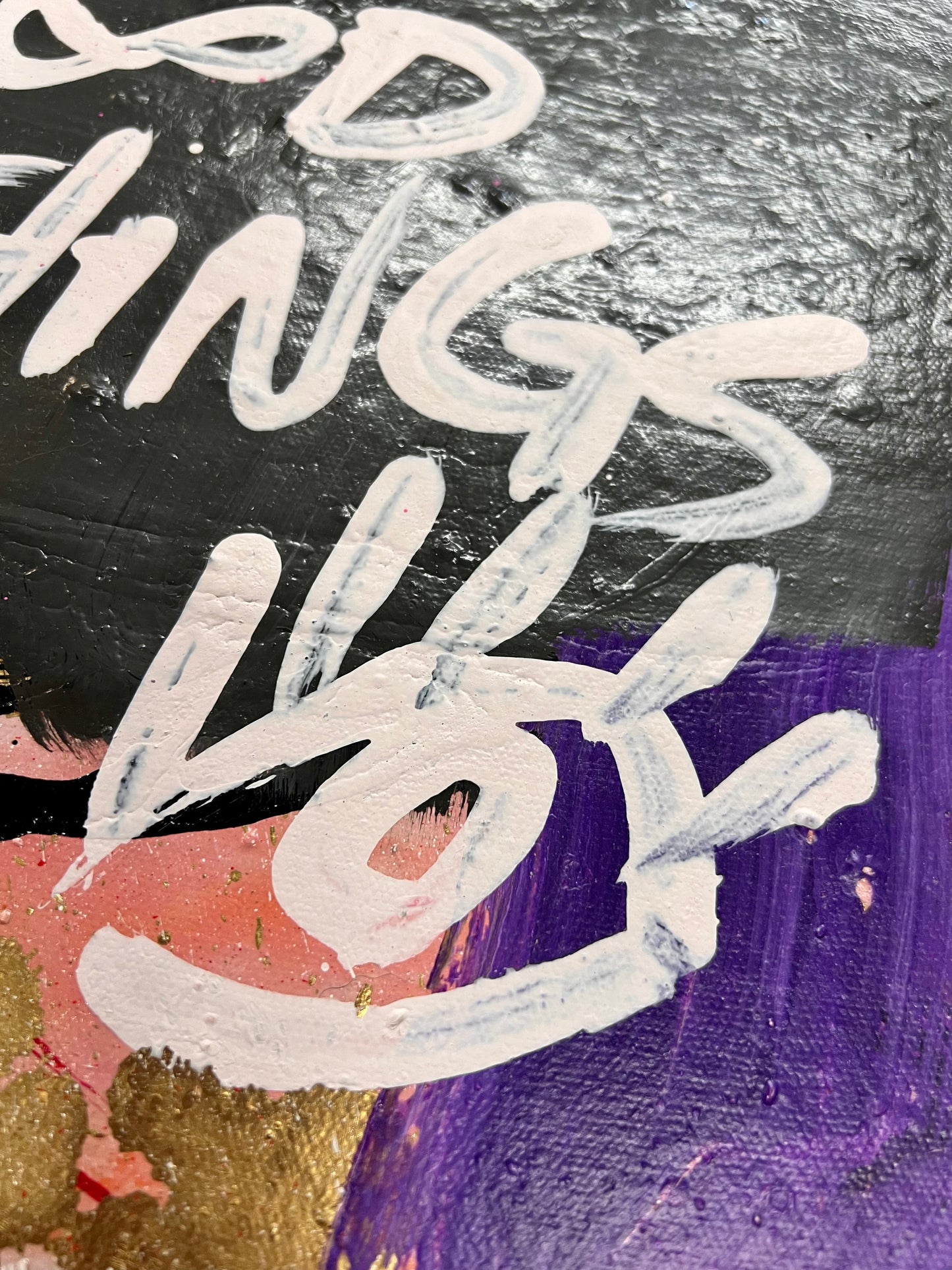 Prepare For Good Things / Purple, Black, & Gold / Abstract Stretched Mantra / June 2026