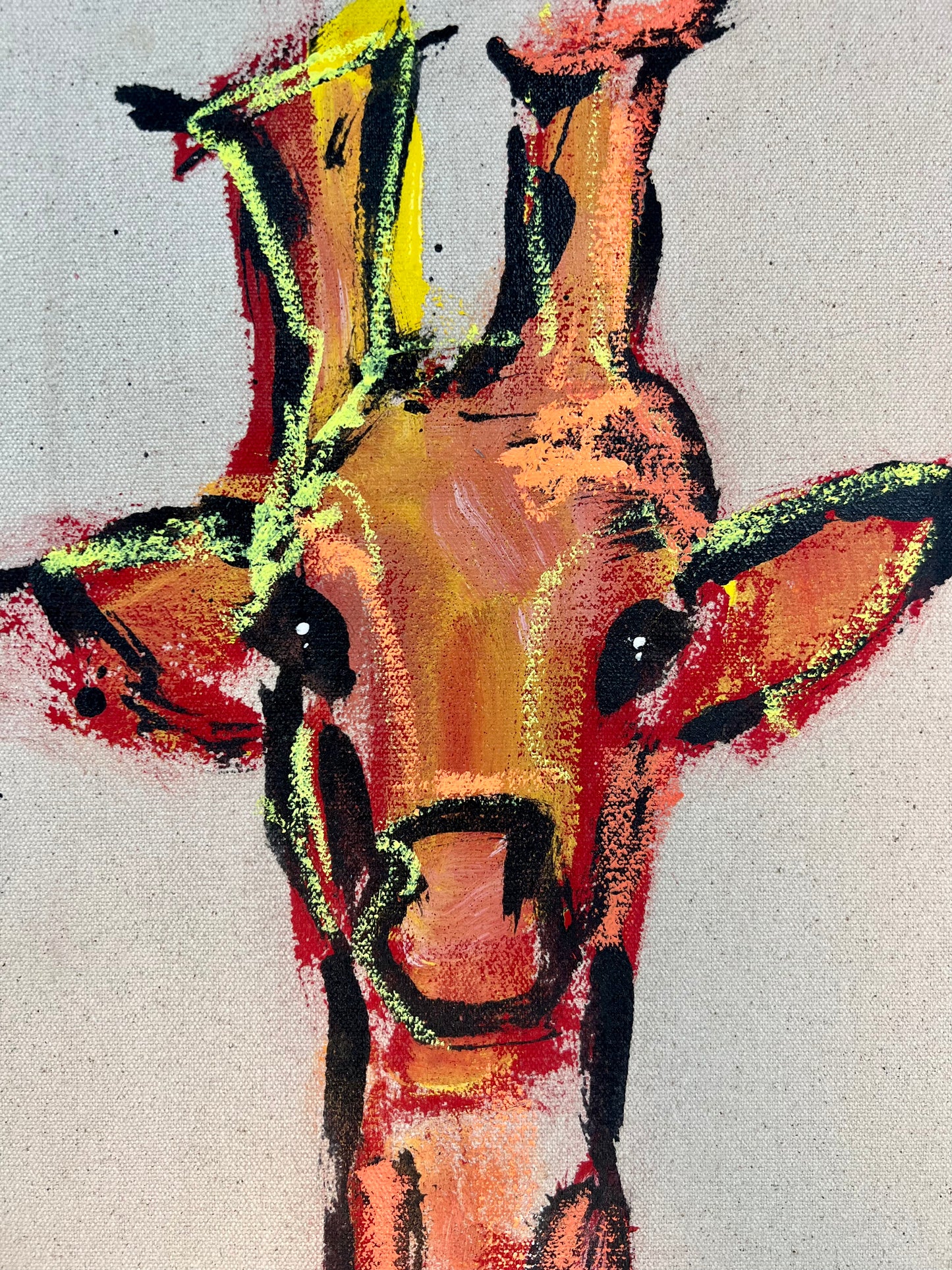 Keep Your Head Up / Neon + Red Giraffe Sketch / November 2023