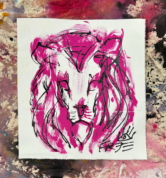 Lion Sketch / pink, black & white / January 2024