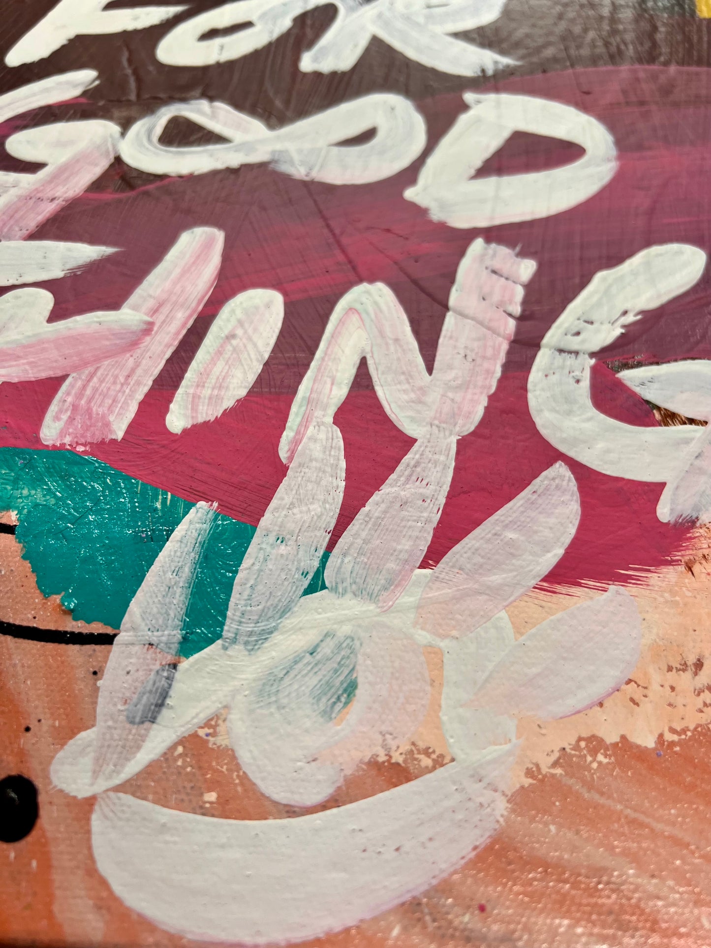 Prepare For Good Things / Pink, Mahogany, & White / Abstract Stretched Mantra / June 2026