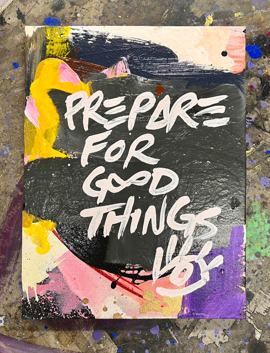 Prepare For Good Things / Purple, Black, & Gold / Abstract Stretched Mantra / June 2026