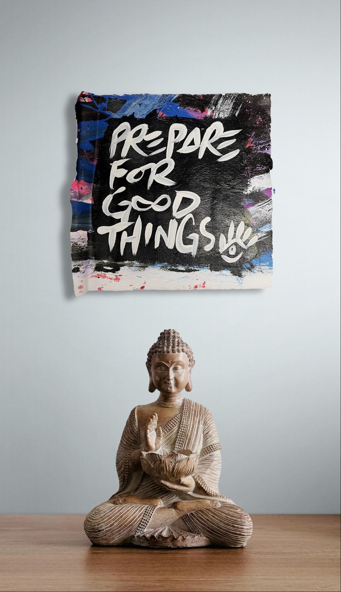 Prepare For Good Things / Black, Blue, & White / Abstract Mantra / June 2026