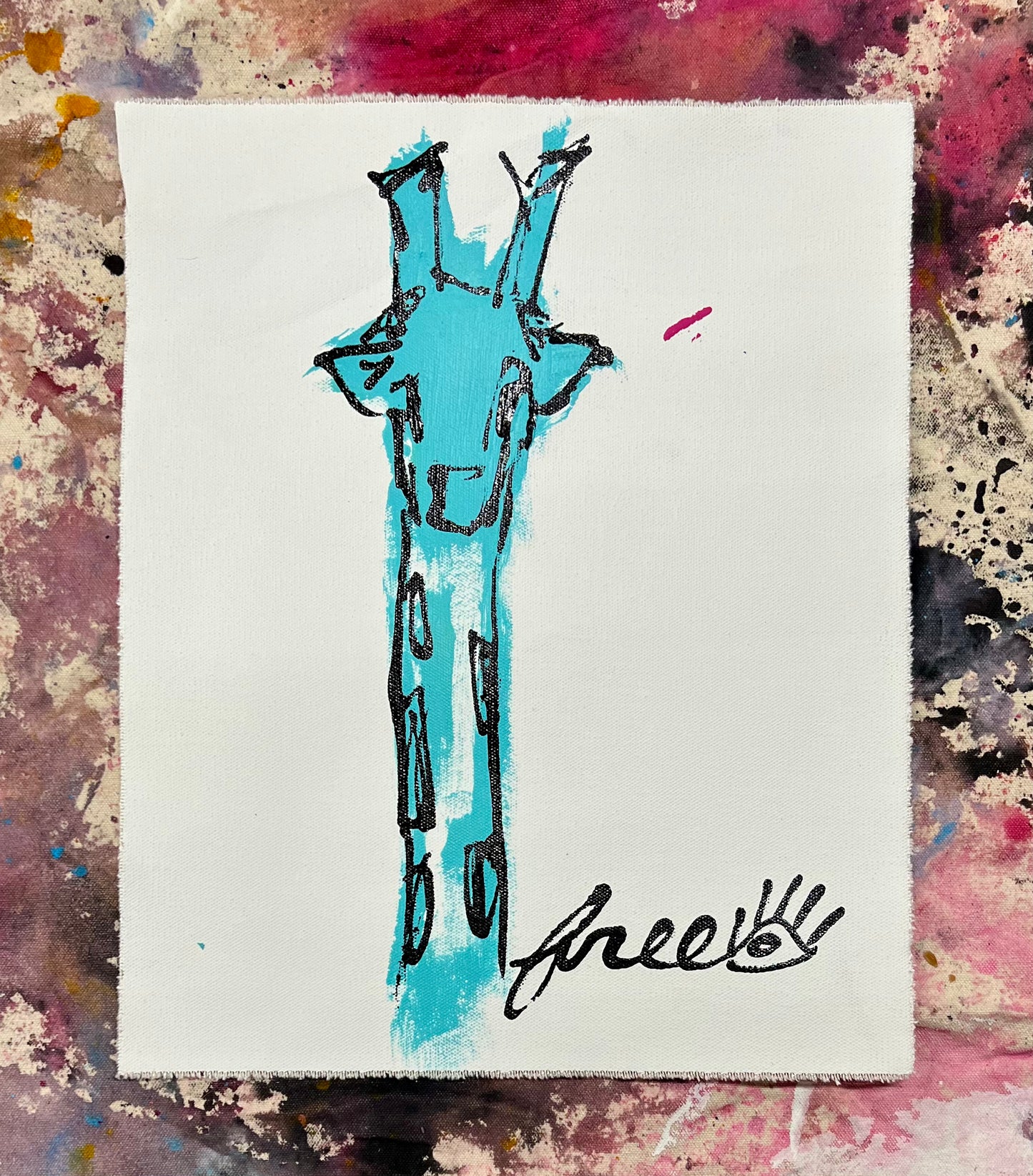 Giraffe Sketch / blue, black & white / January 2024
