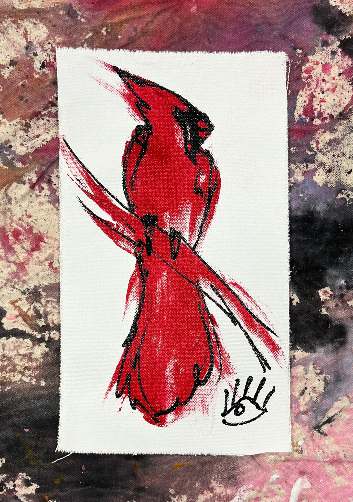 Cardinal Sketch 1 / red, black & white / January 2024