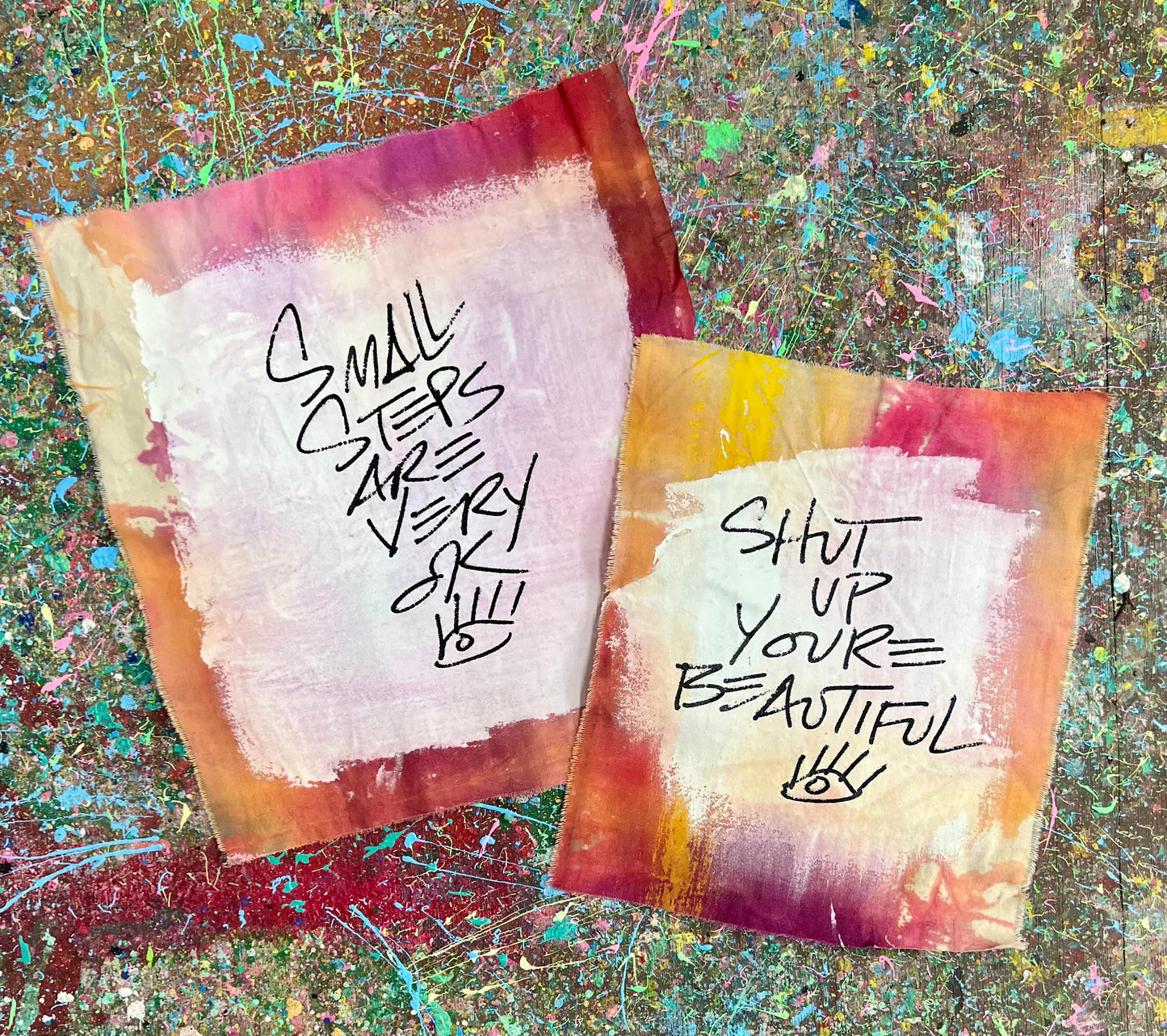 Small Steps Are Beautiful / Hand Dyed Fabric / Mantra Set / January 2024