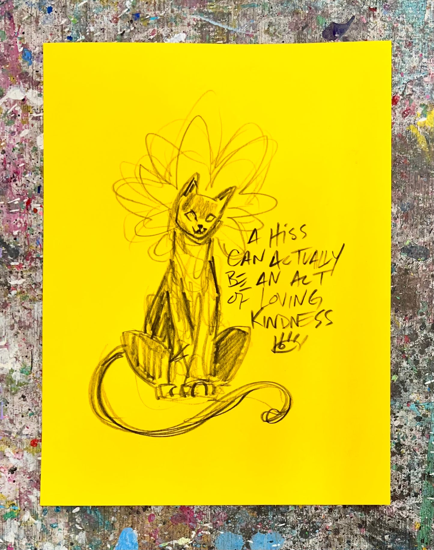 An Act of Loving Kindness / Charcoal Cat Sketch / Archival Paper / May 2025
