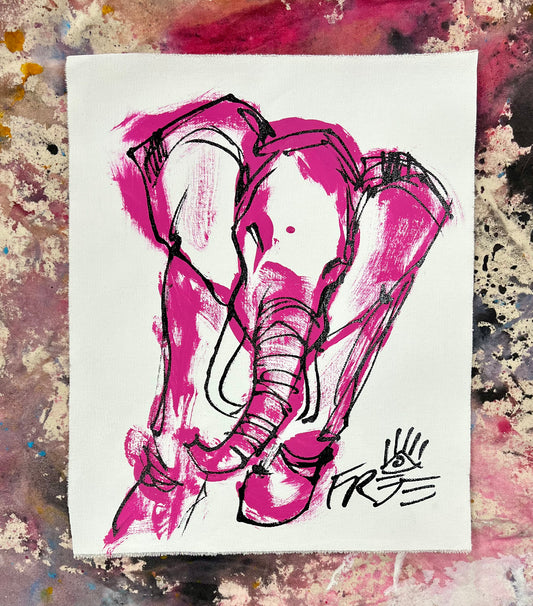 Elephant Sketch 1 / pink, black & white / January 2024