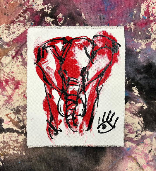 Elephant Sketch / red, black & white pocket art / January 2024
