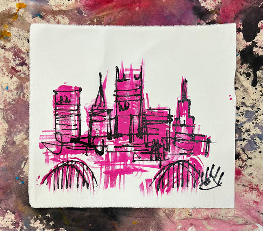 Skyline Sketch / pink, black & white / January 2024