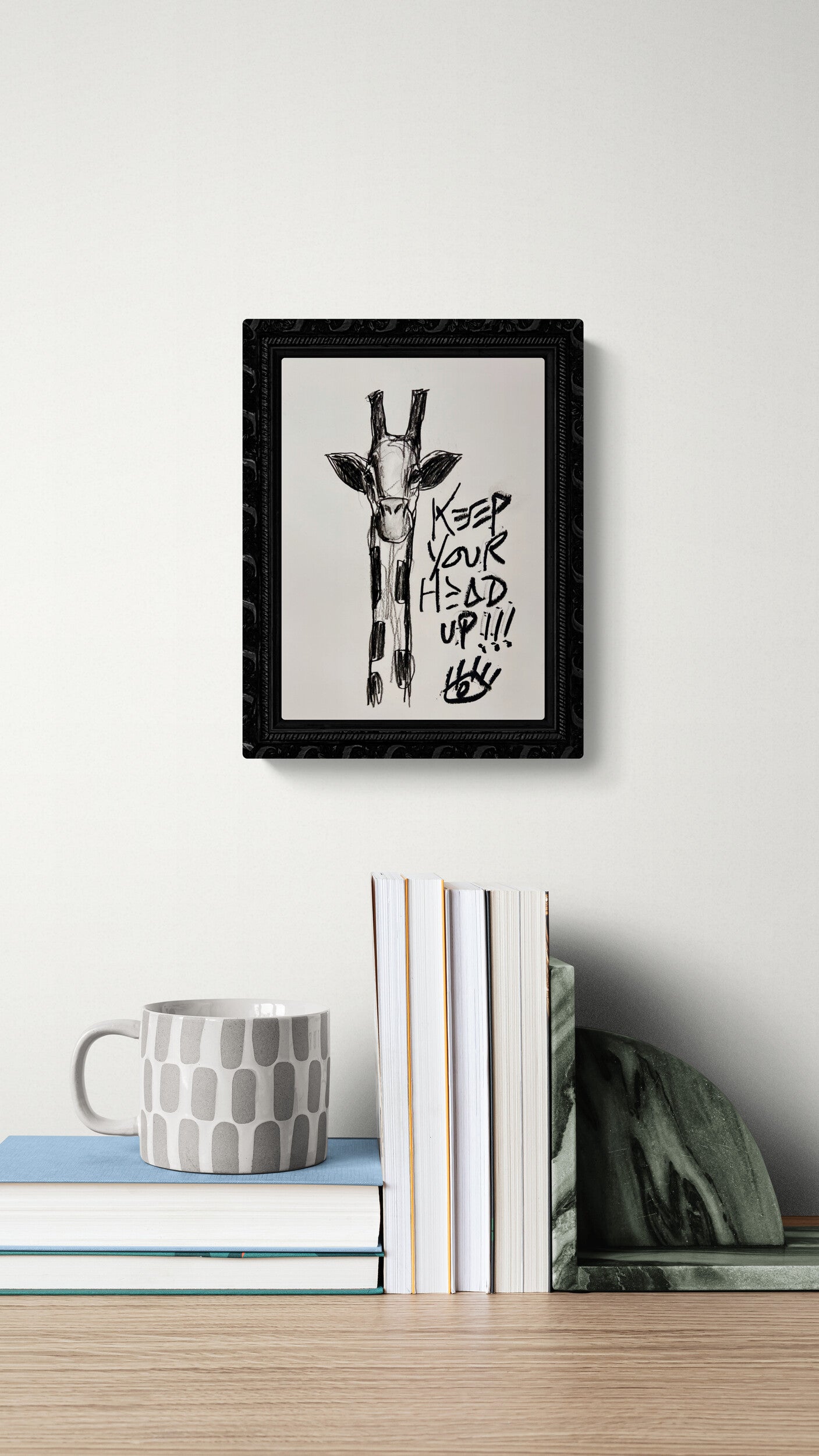 Keep Your Head Up / Black & White Giraffe Sketch / Archival Paper / Sunday Collection / August 2025