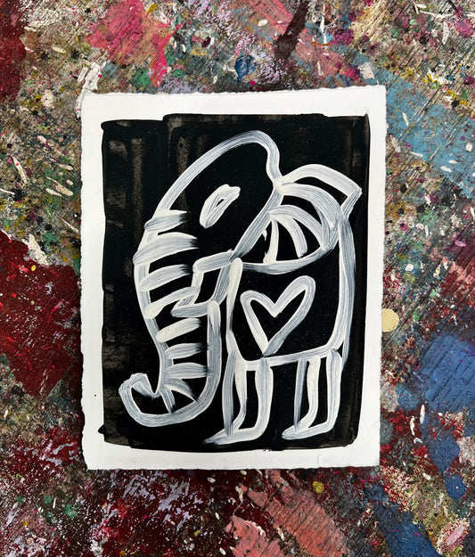Cave Elephant Sketch 2 / Black & White / Archival Paper / BOGO Originals / January 2026