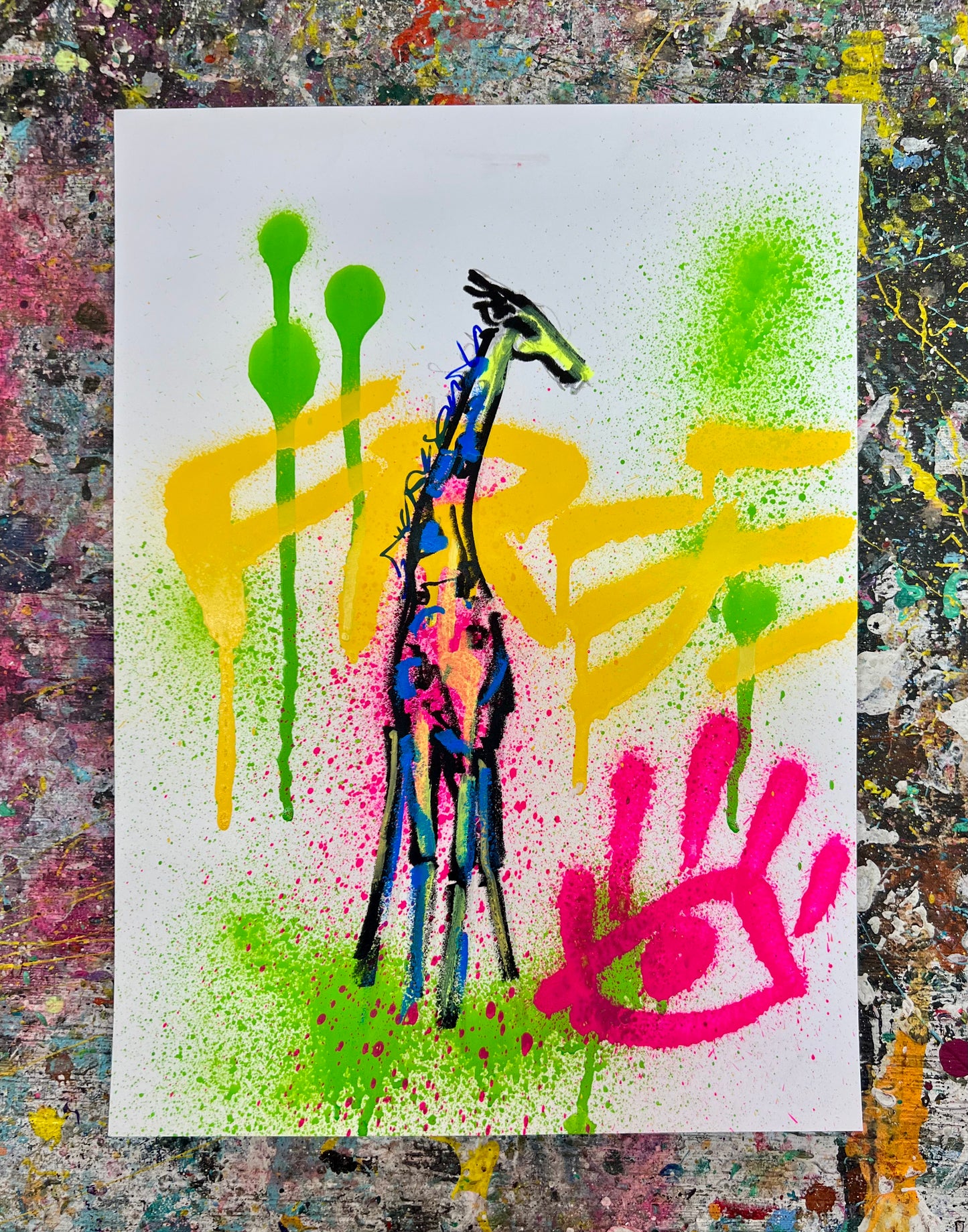 Keep Your Head Up / Giraffe / Mixed-Media on Archival Paper / November 2023