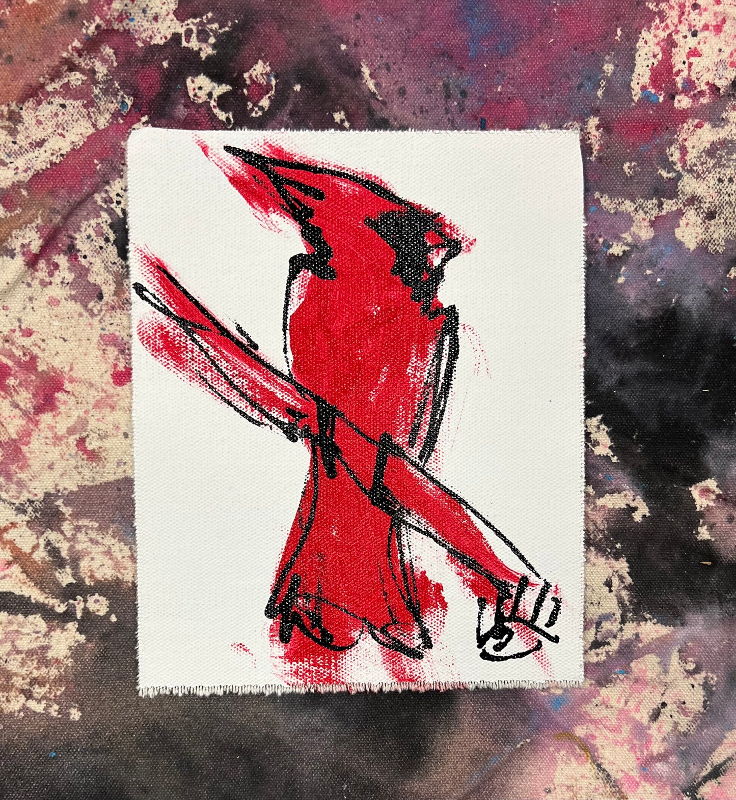 Cardinal Sketch 2 / red, black & white pocket art / January 2024