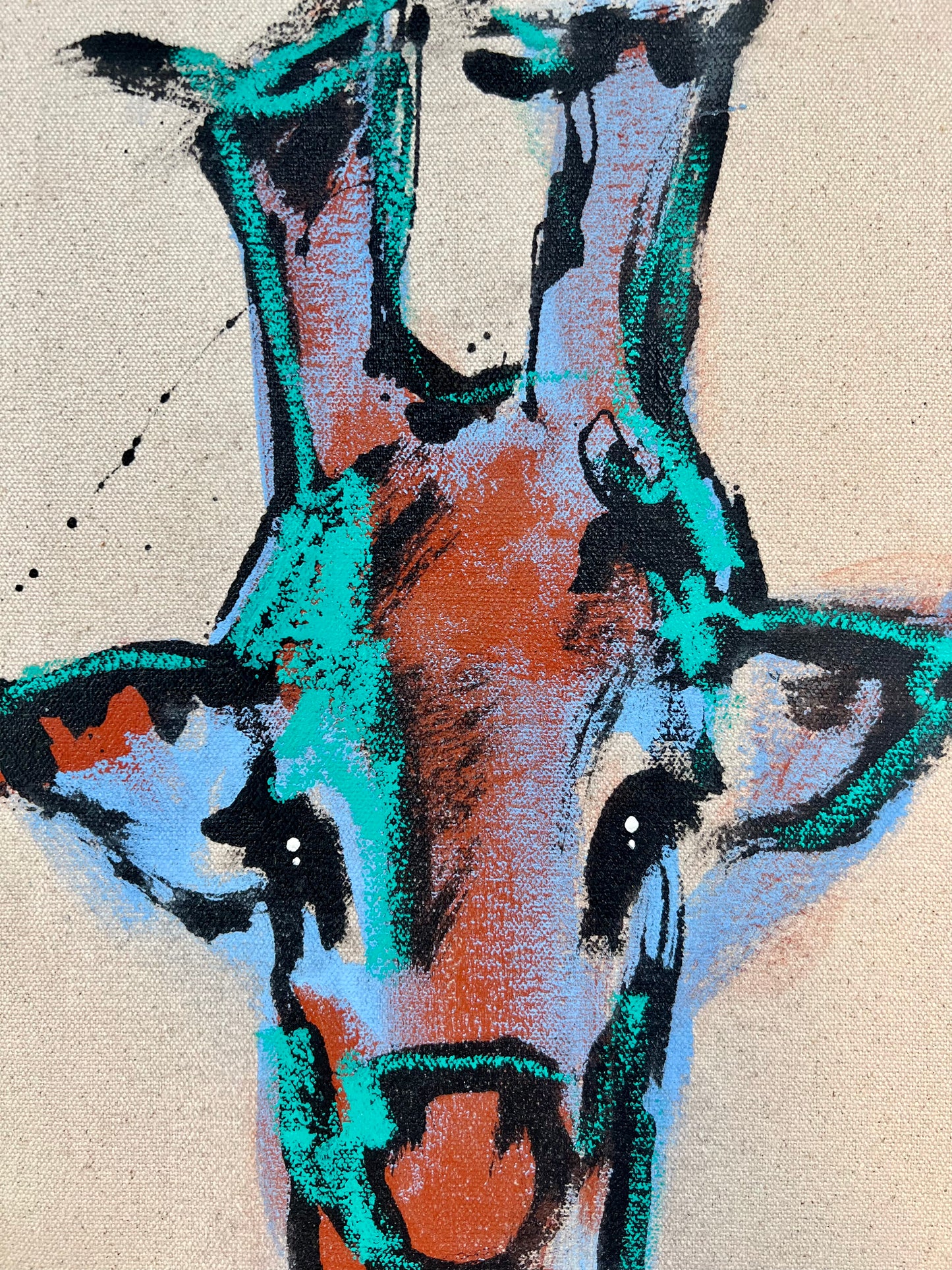 Keep Your Head Up / Teal + Morning Mist Blue Giraffe Sketch / November 2023